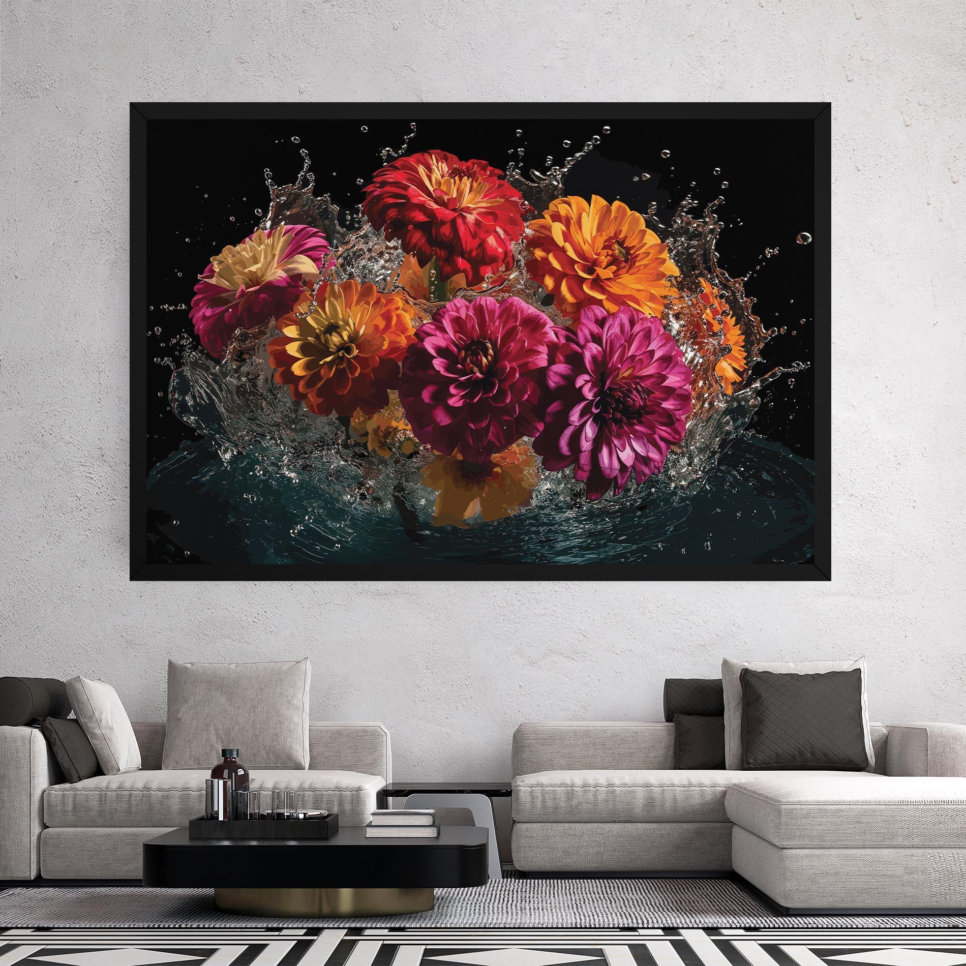 Leinwandbild Flower Water Splash mockup 2