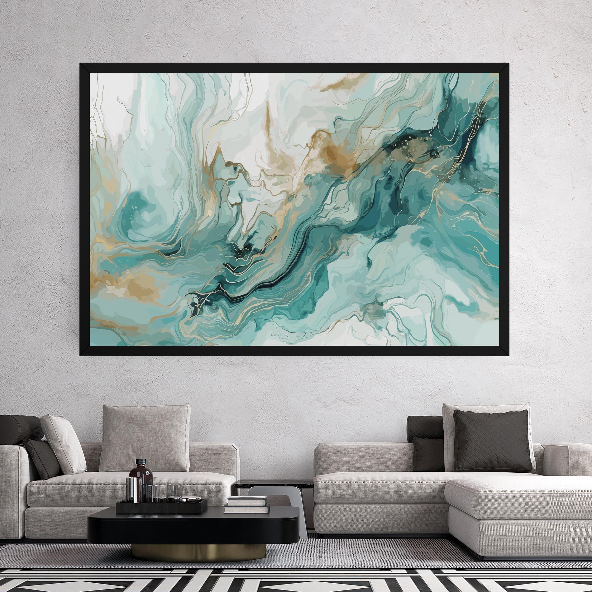 Leinwandbild Green Gold Water mockup 2