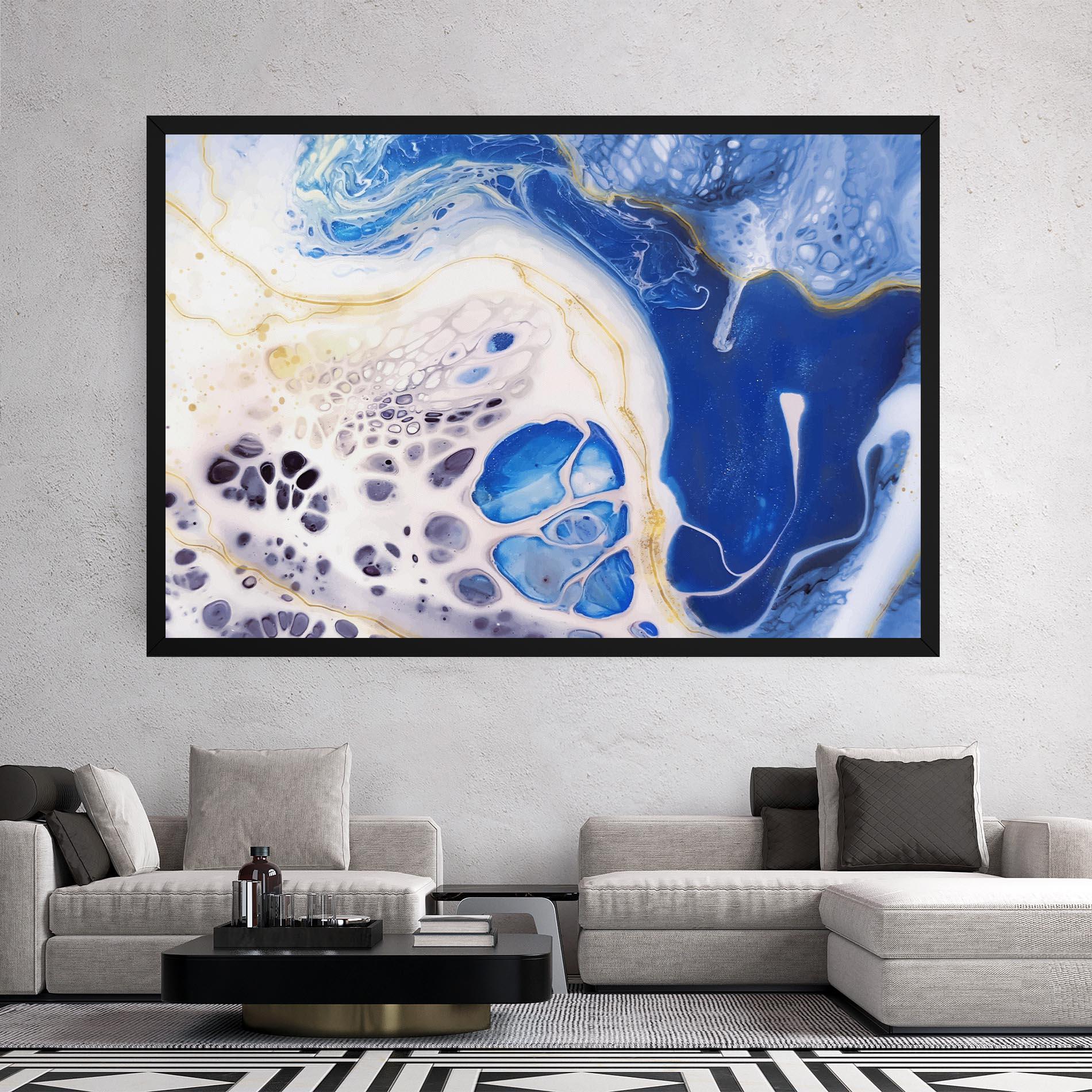 Leinwandbild Water Gold Blue Marble mockup 2