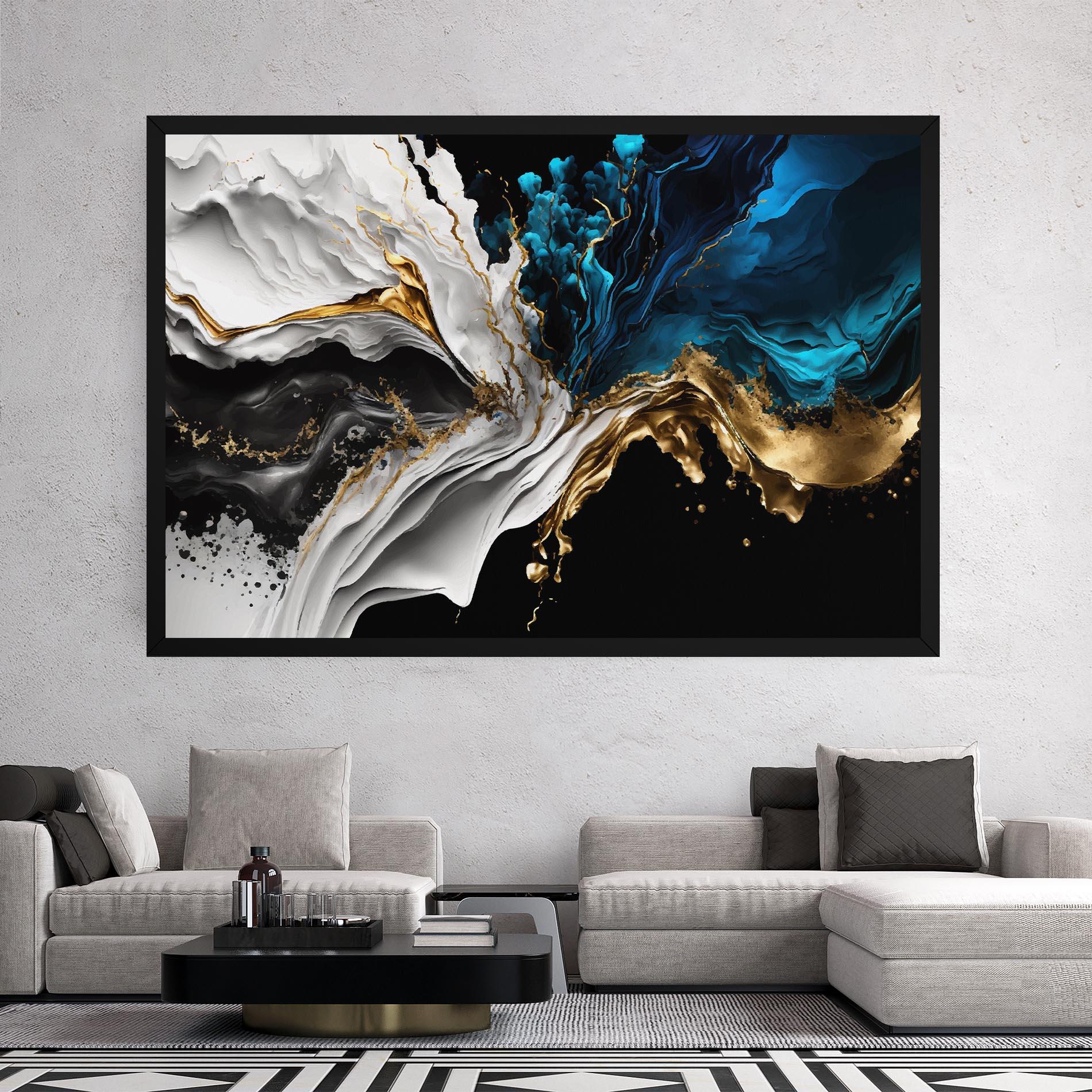 Leinwandbild White Black Wave mockup 2