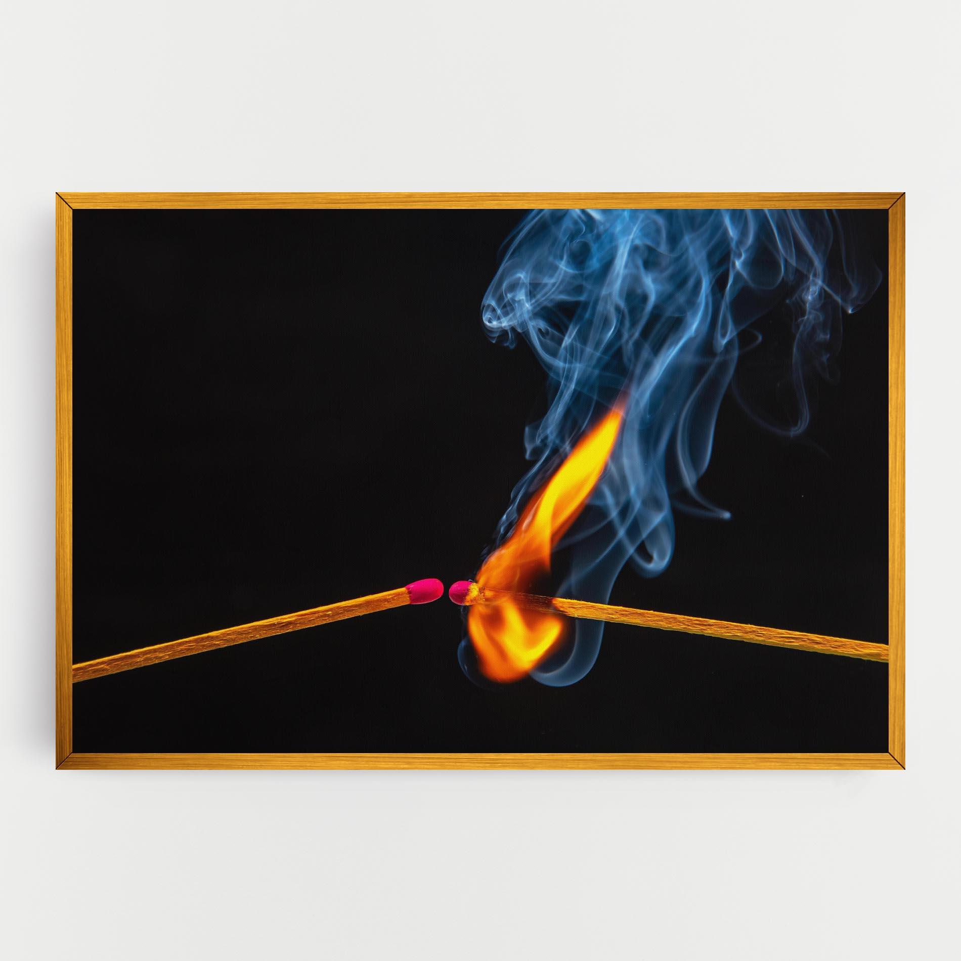 Leinwandbild Burning Smoking Match mockup 0