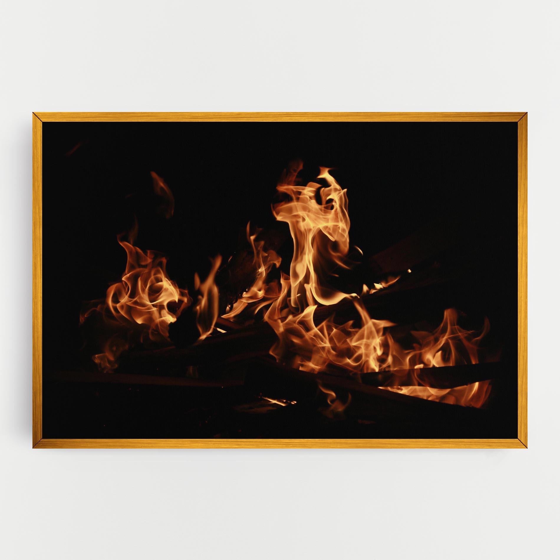 Leinwandbild Fire On Black mockup 0