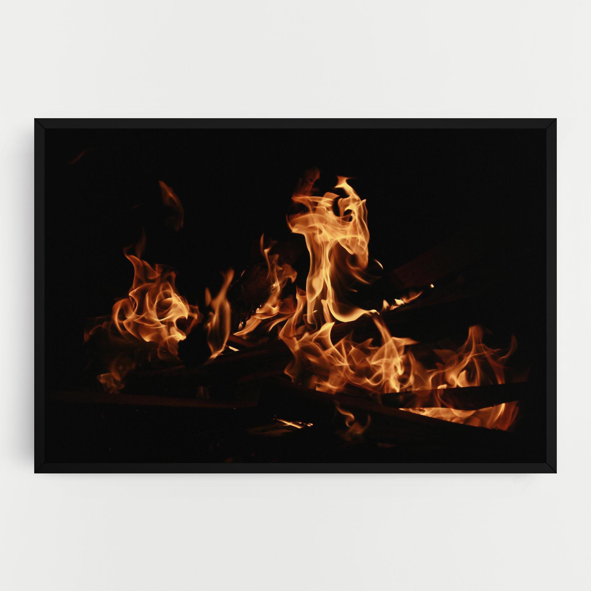 Leinwandbild Fire On Black mockup 0