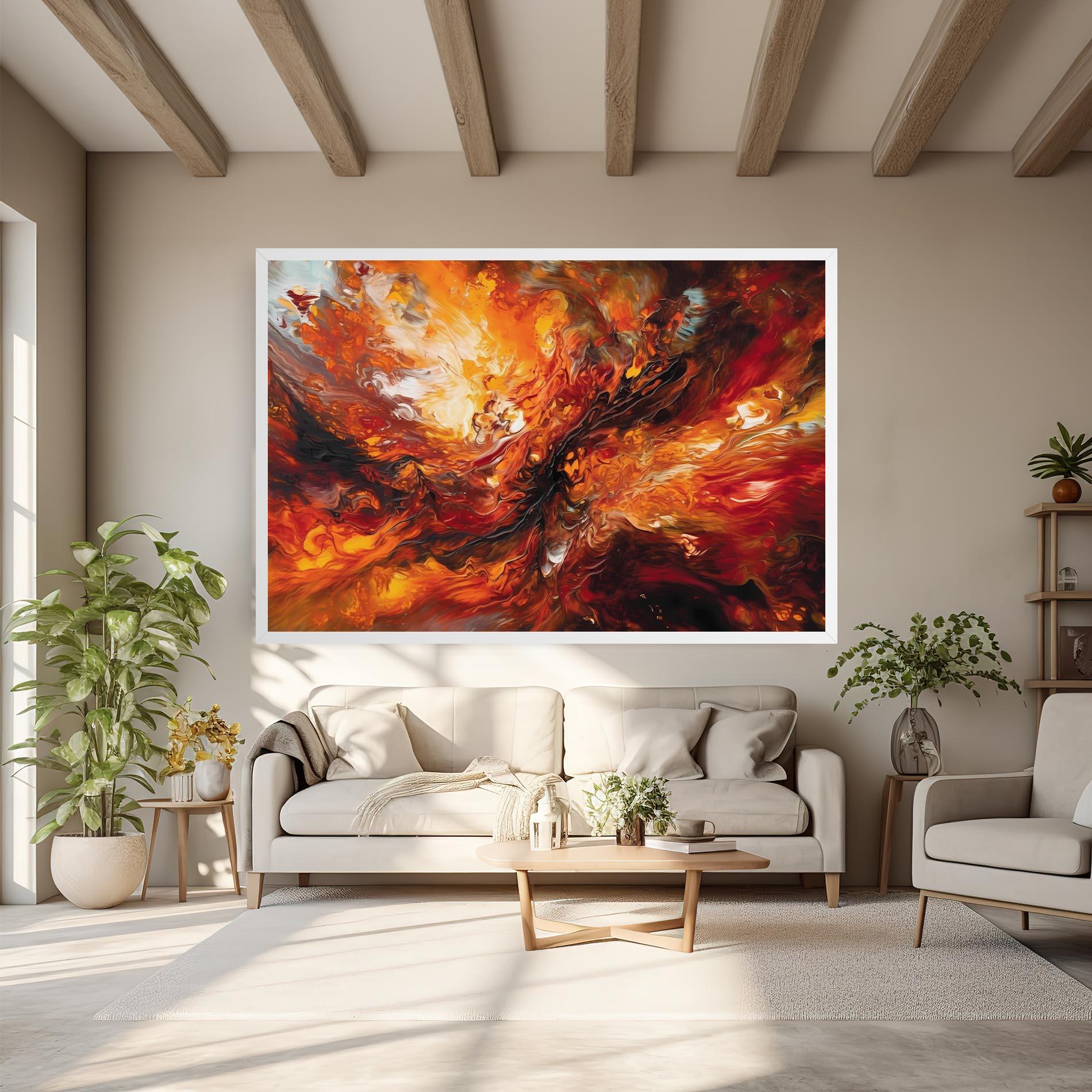 Leinwandbild Fiery Red Orange Art mockup 6
