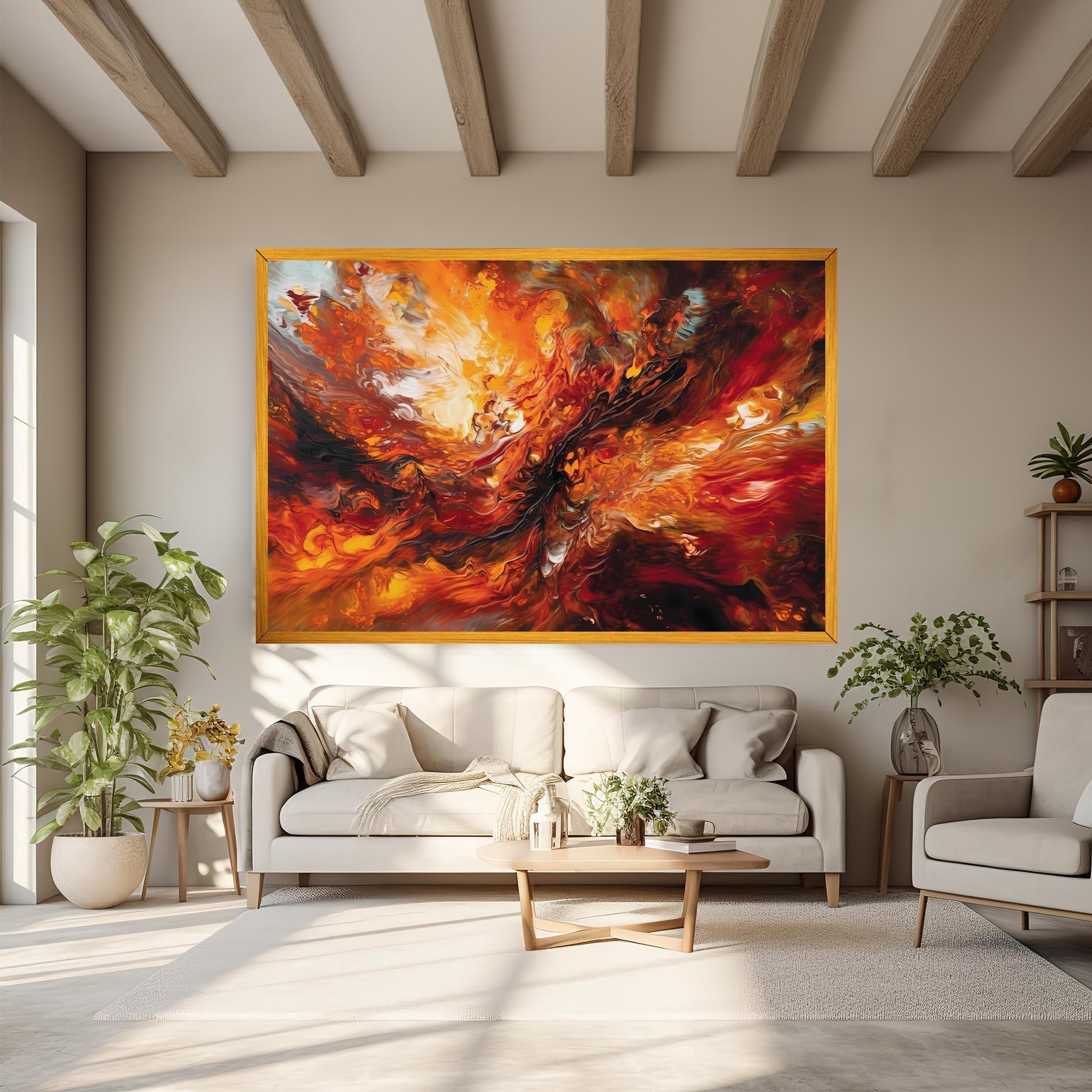 Leinwandbild Fiery Red Orange Art mockup 6