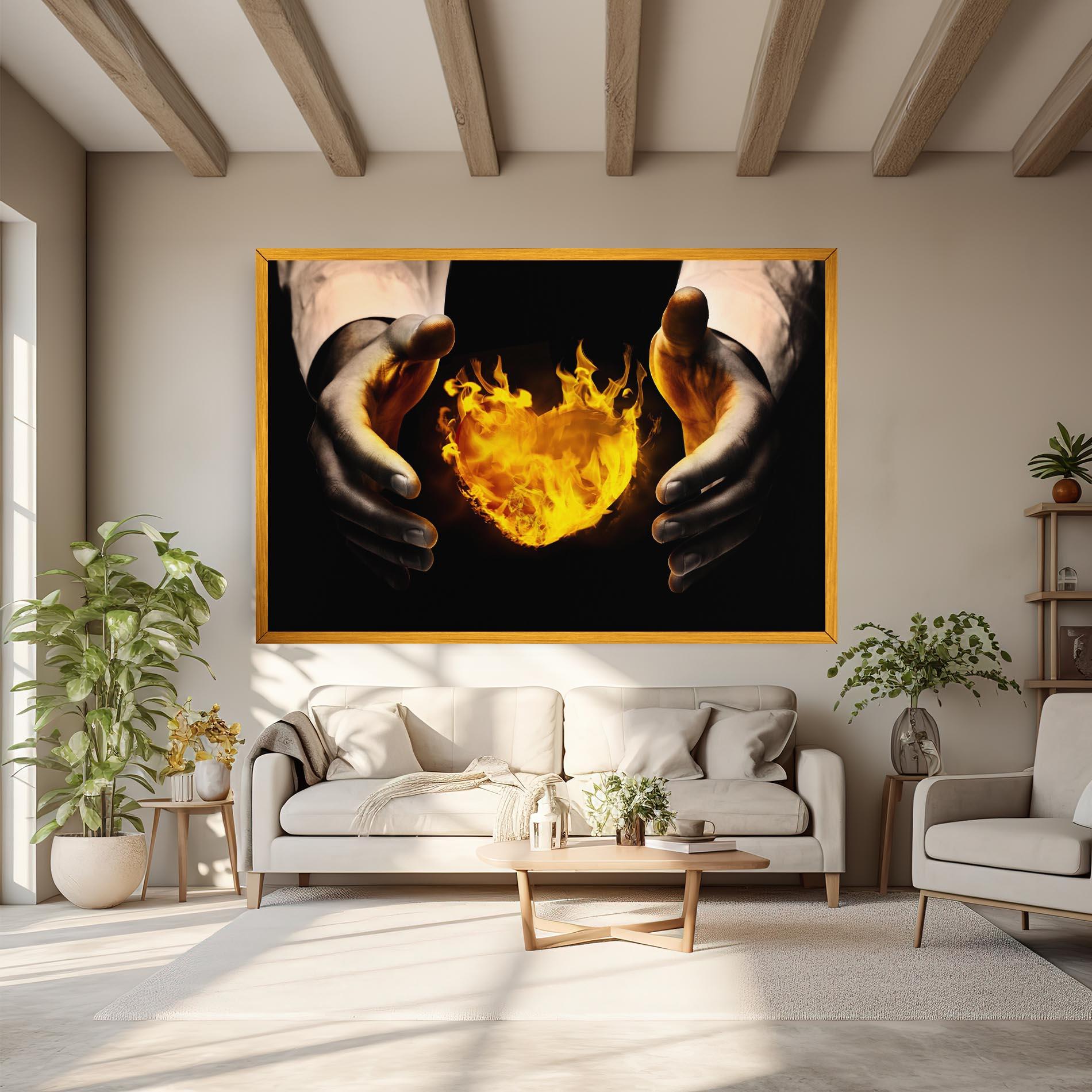 Leinwandbild Fire Heart mockup 6