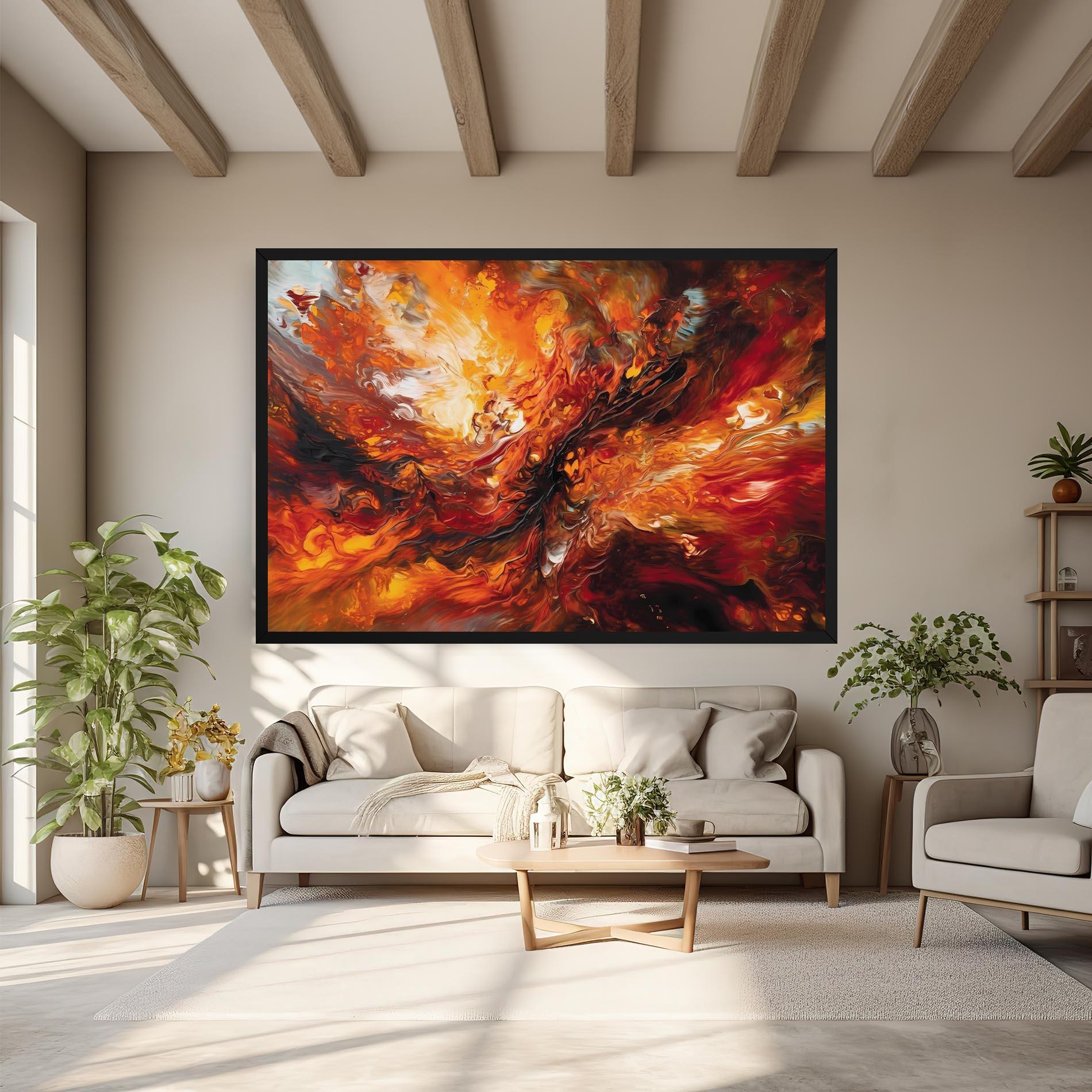 Leinwandbild Fiery Red Orange Art mockup 6