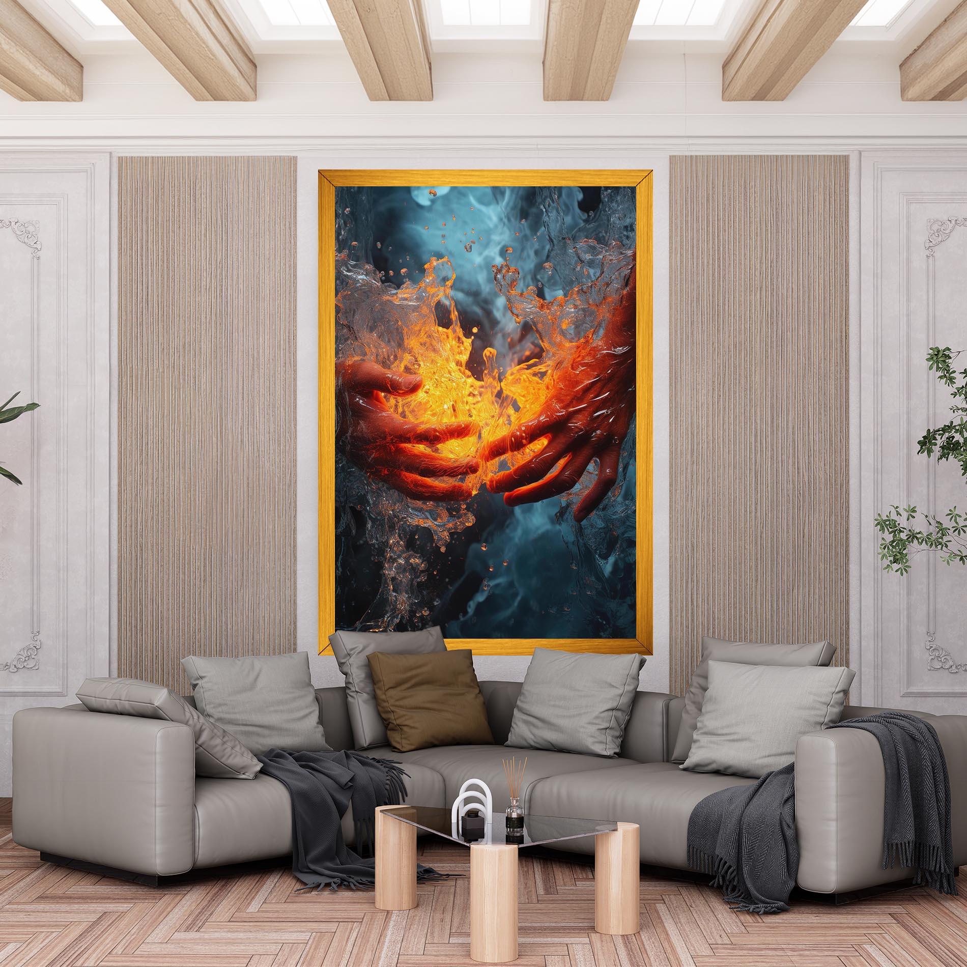 Leinwandbild Fire Water mockup 6