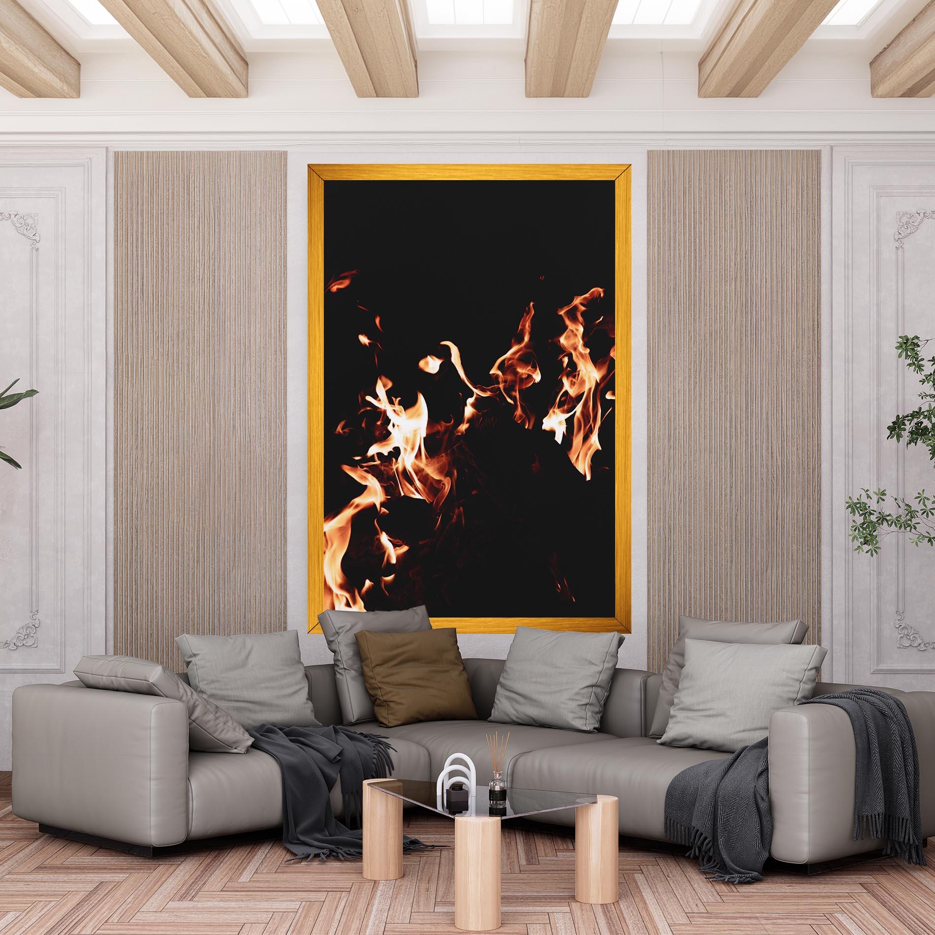 Leinwandbild Red Grey Fire mockup 6