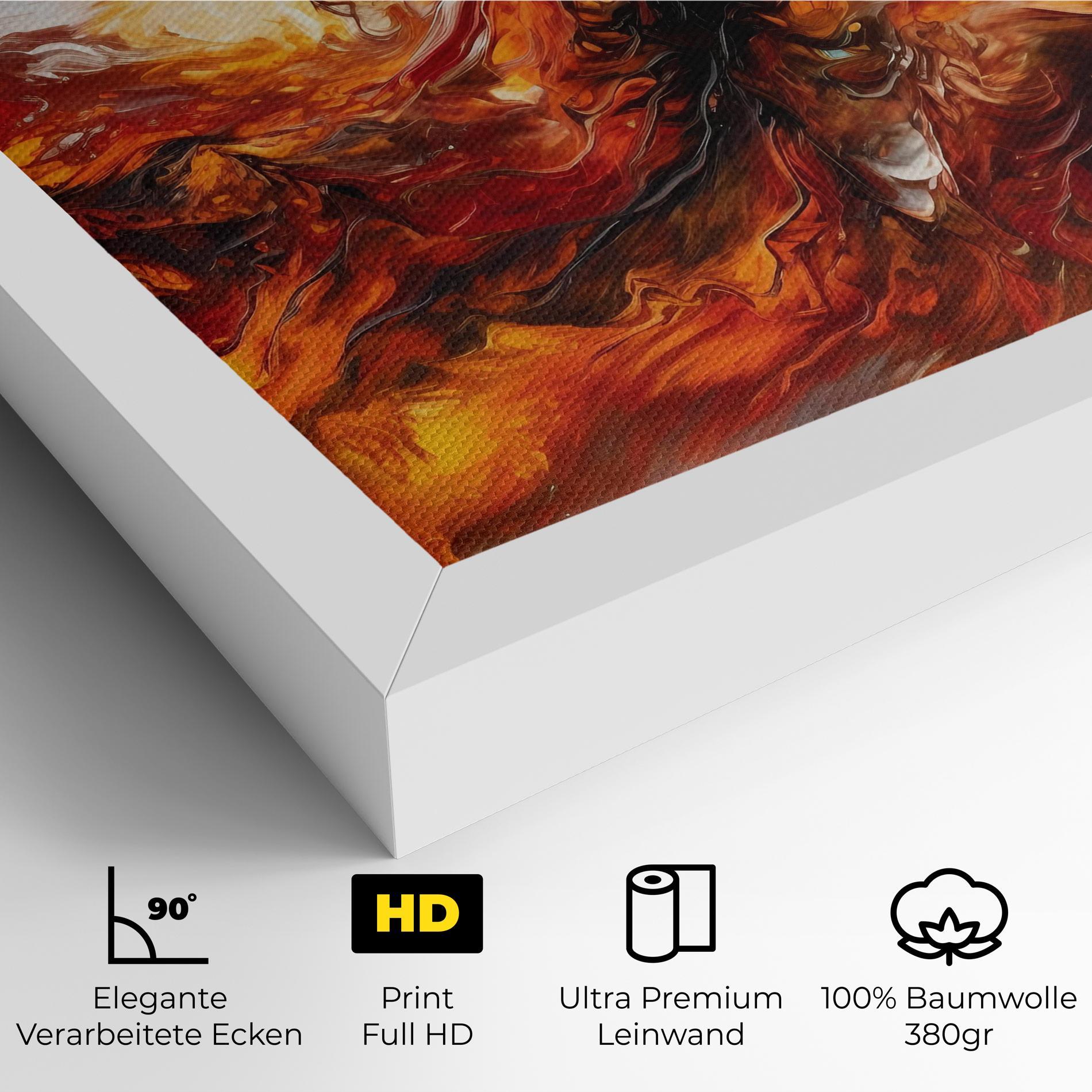 Leinwandbild Fiery Red Orange Art mockup 4