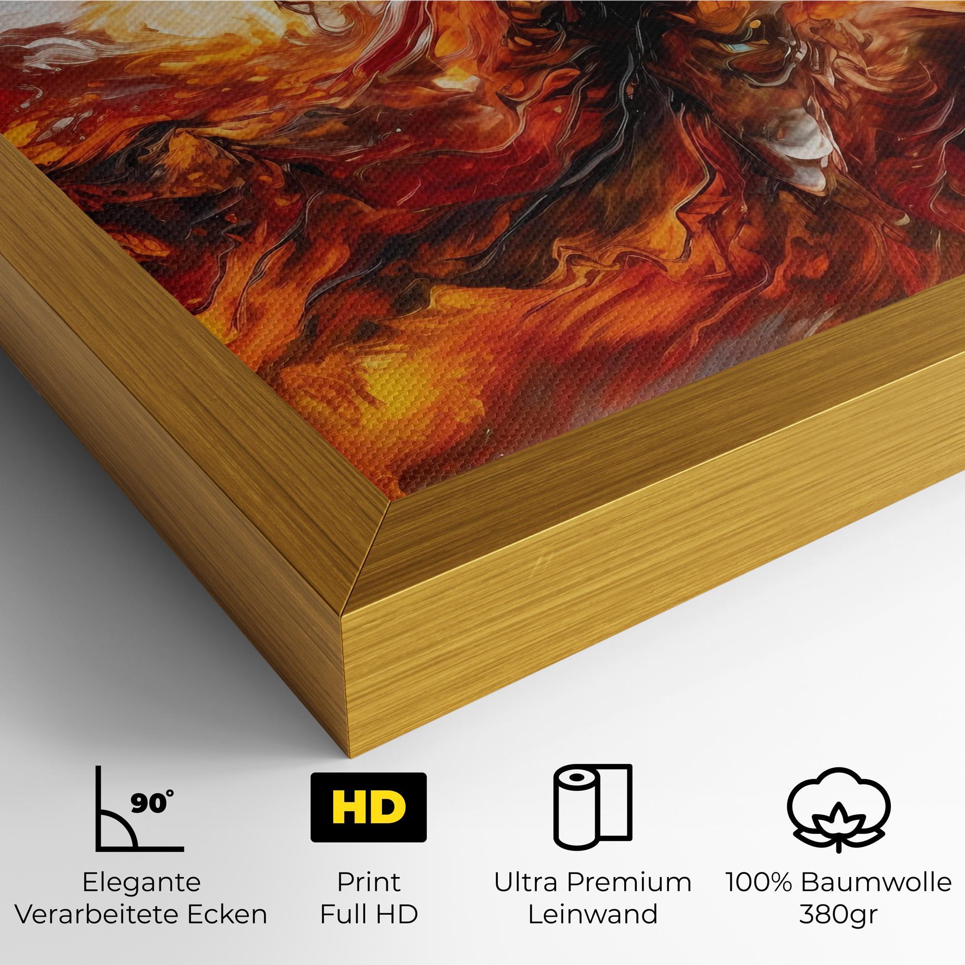 Leinwandbild Fiery Red Orange Art mockup 4