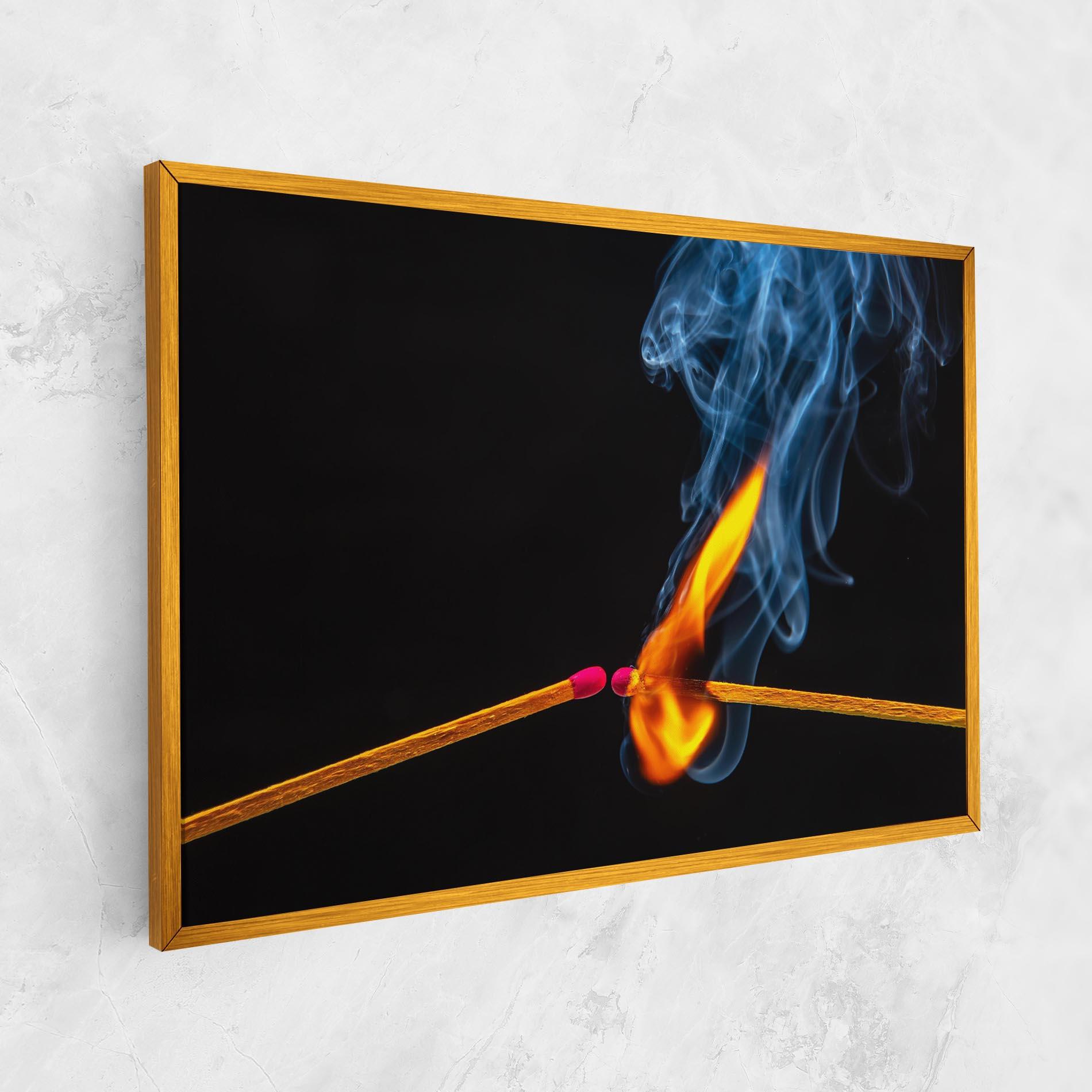 Leinwandbild Burning Smoking Match mockup 1