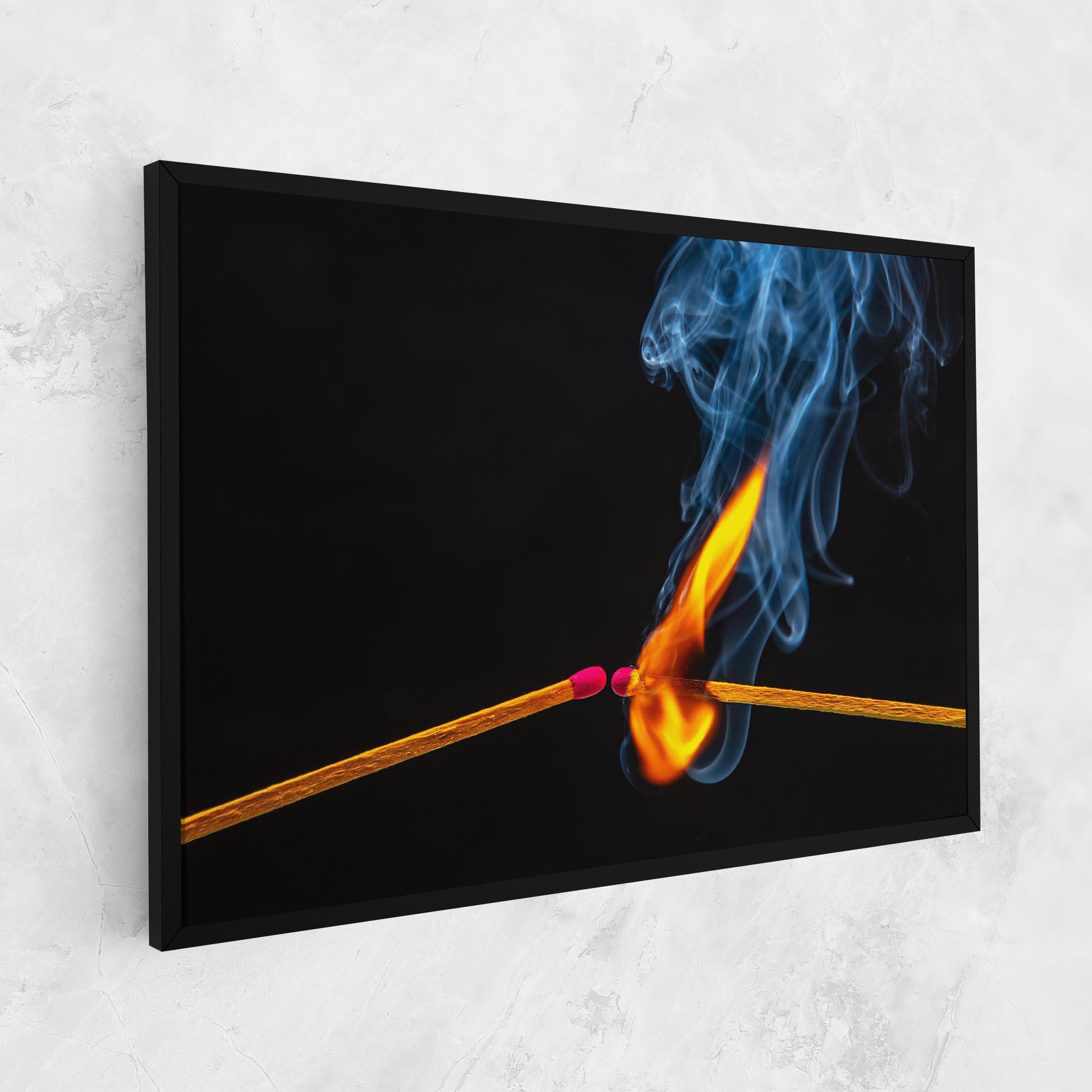 Leinwandbild Burning Smoking Match mockup 1