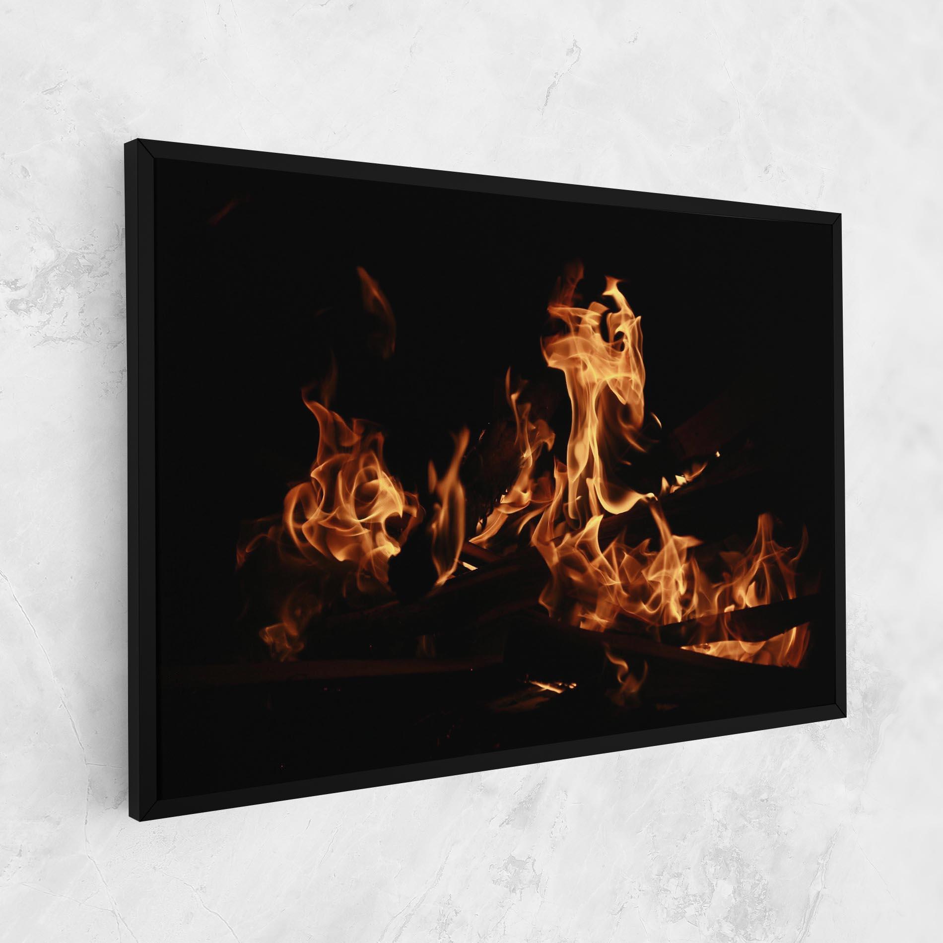 Leinwandbild Fire On Black mockup 1