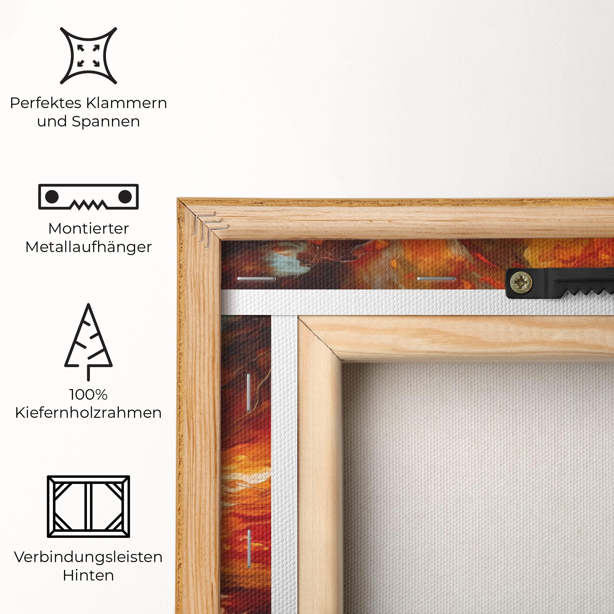 Leinwandbild Fiery Red Orange Art mockup 5