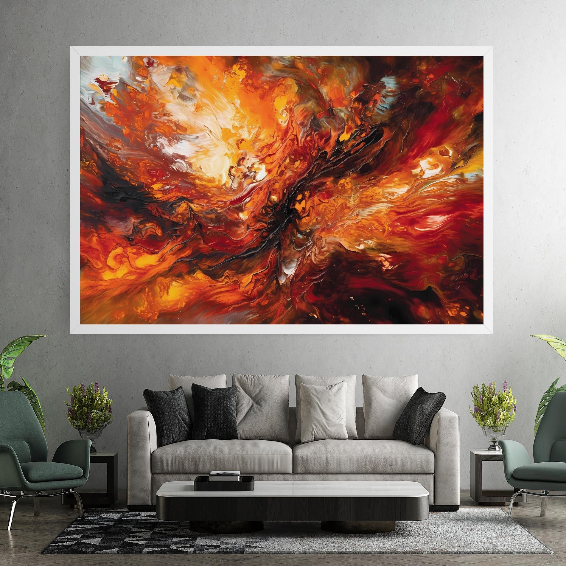 Leinwandbild Fiery Red Orange Art mockup 7