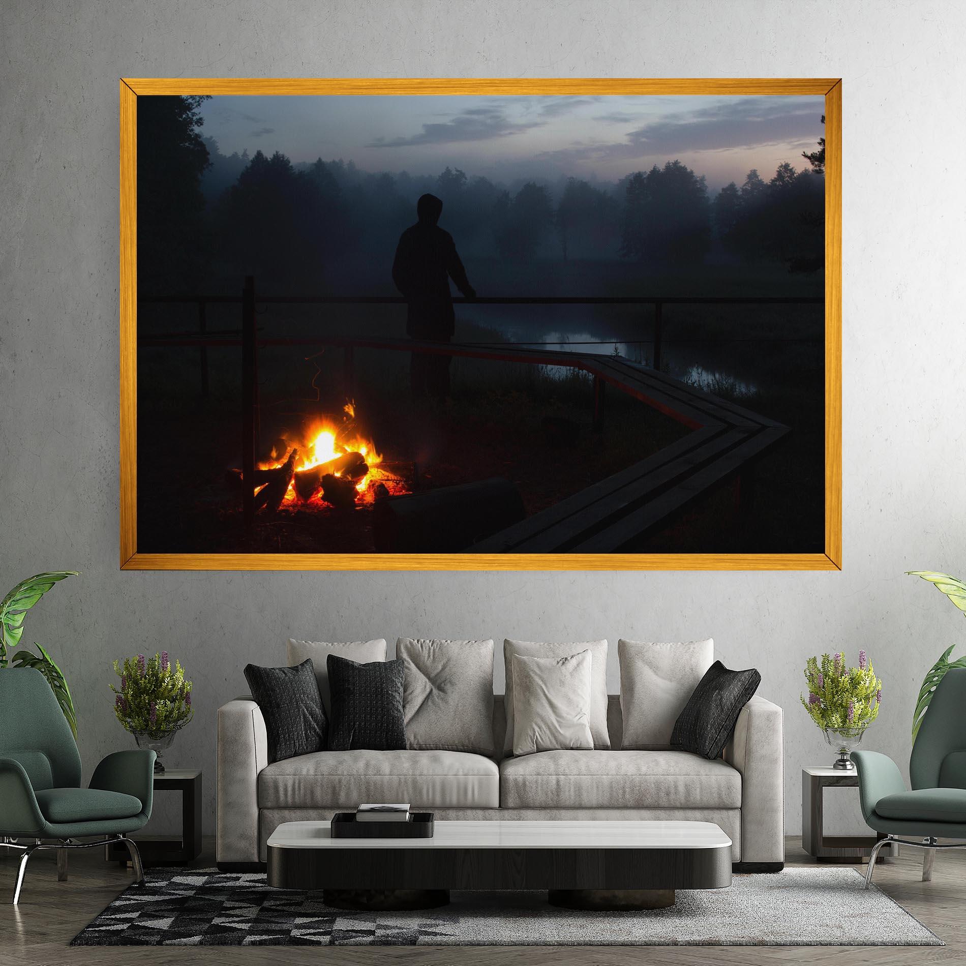 Leinwandbild Beautiful Fire View mockup 7