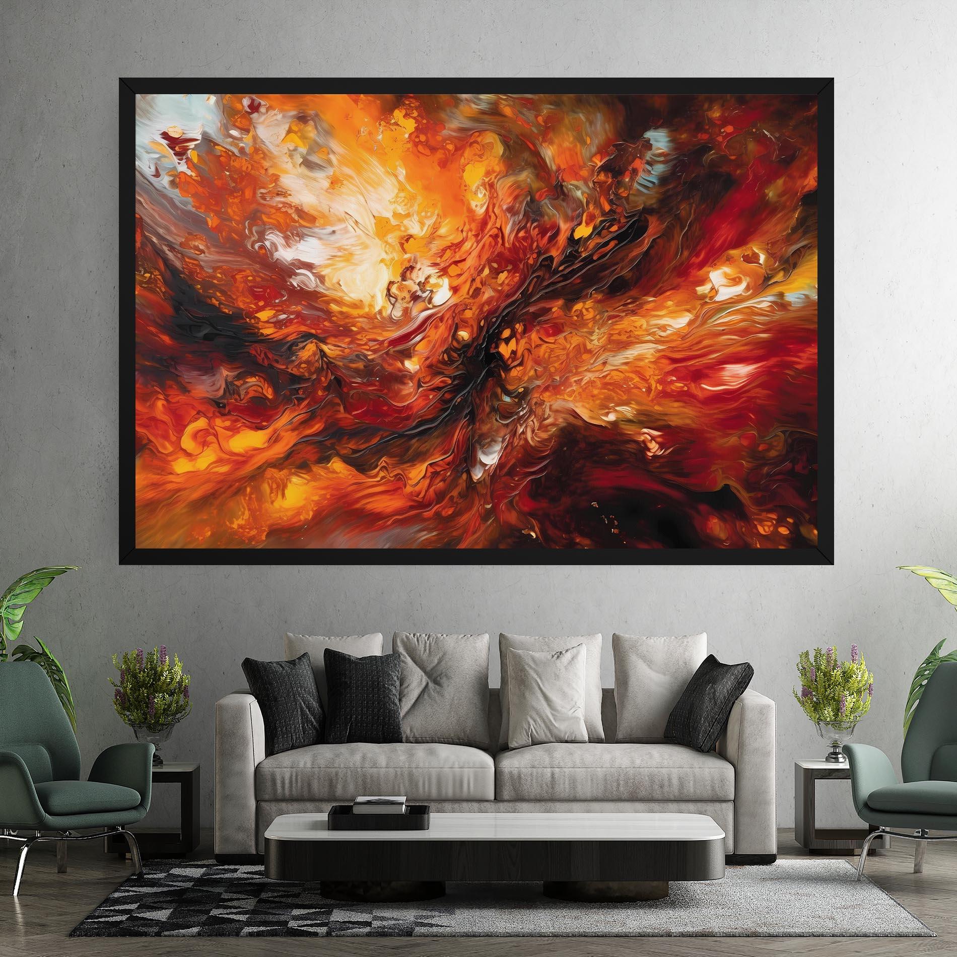 Leinwandbild Fiery Red Orange Art mockup 7