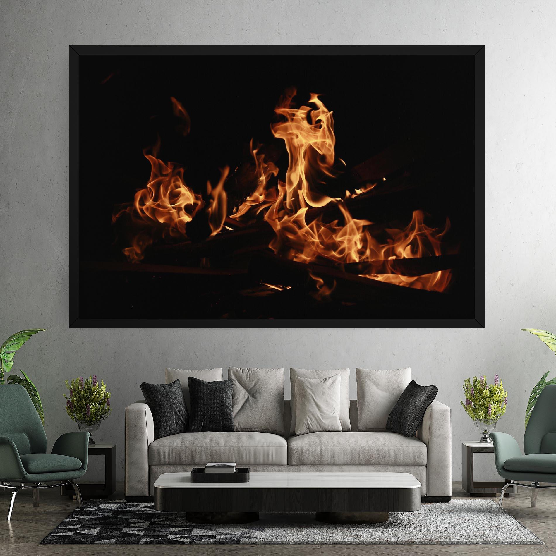 Leinwandbild Fire On Black mockup 7