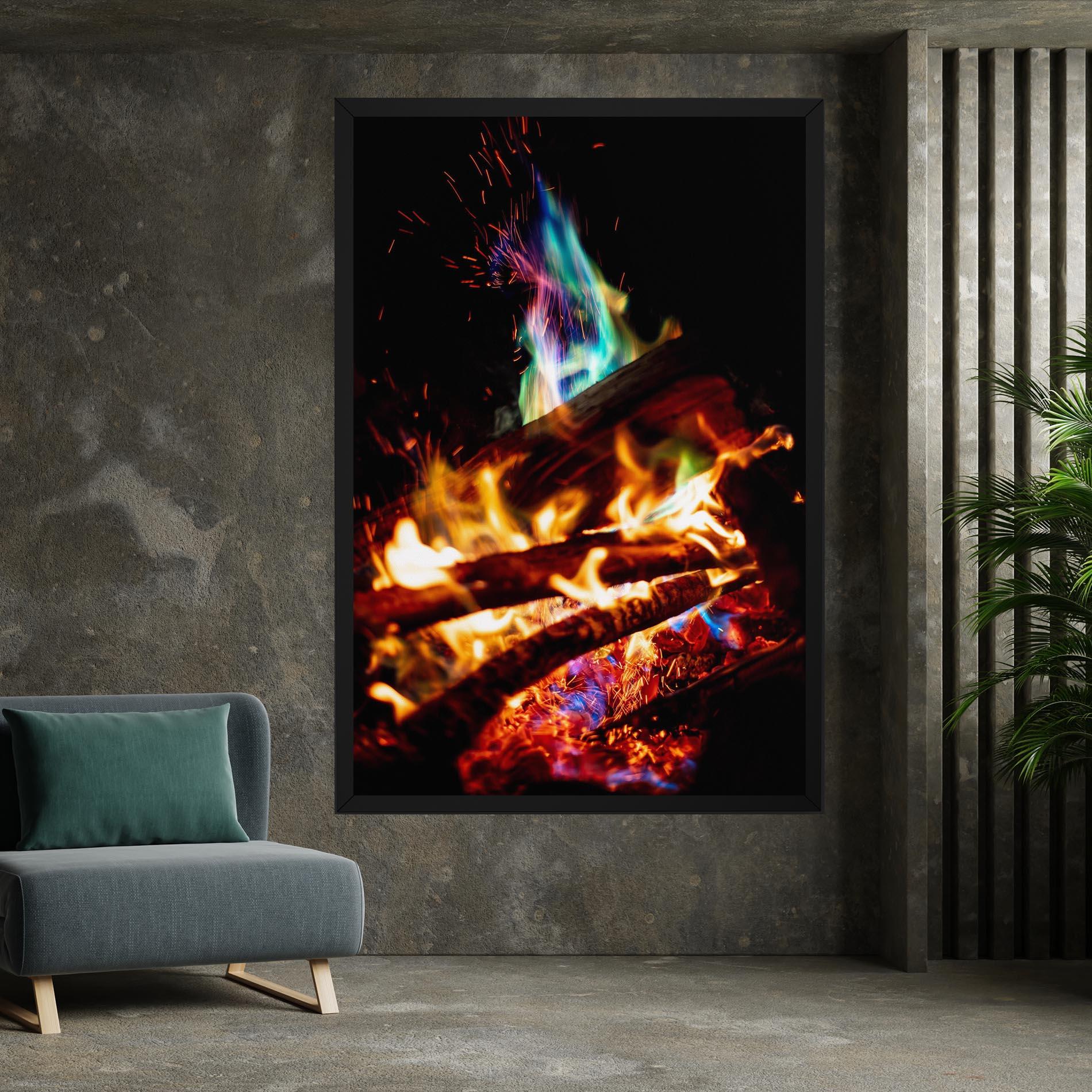 Leinwandbild Blue Green Fire mockup 7