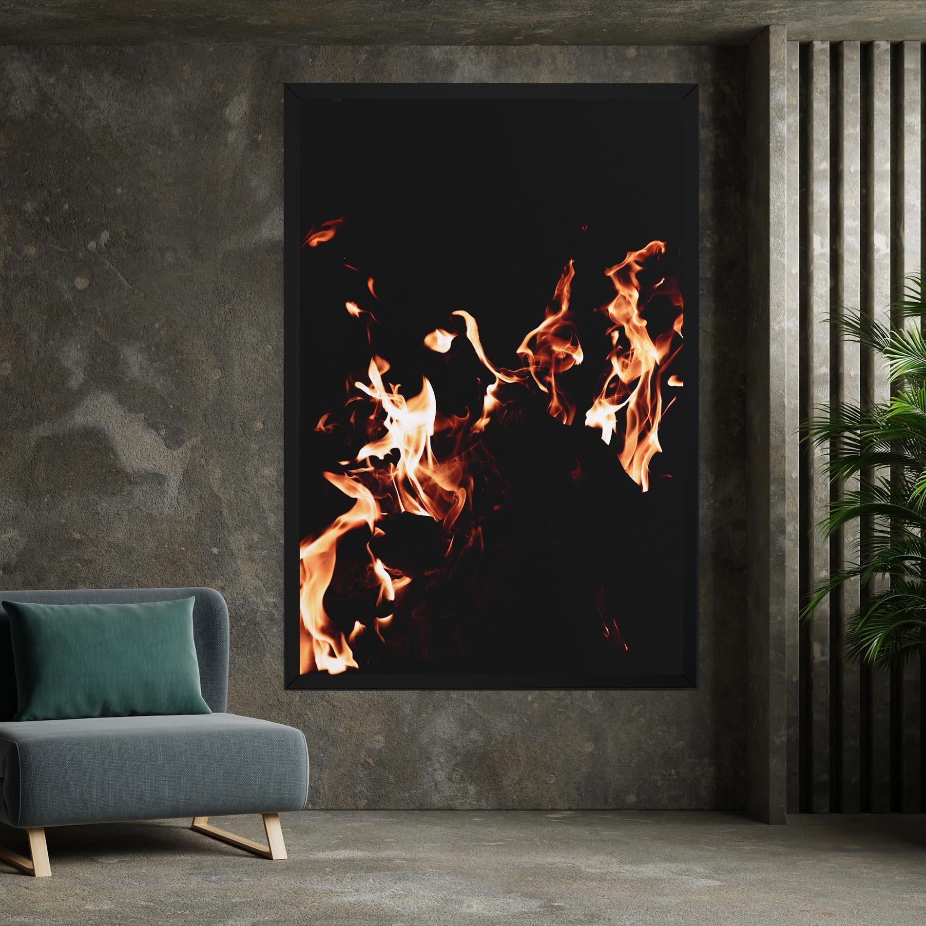 Leinwandbild Red Grey Fire mockup 7