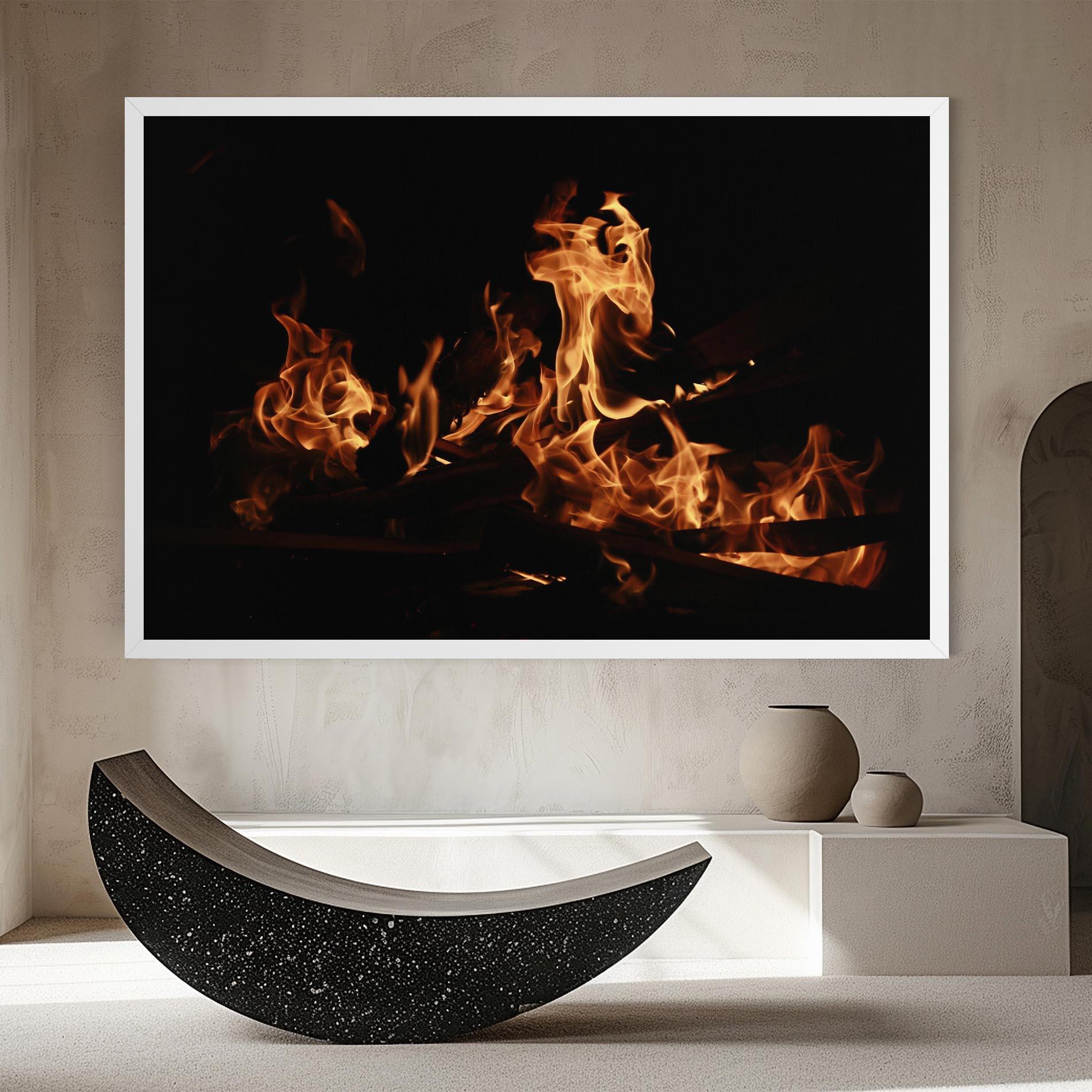 Leinwandbild Fire On Black mockup 8