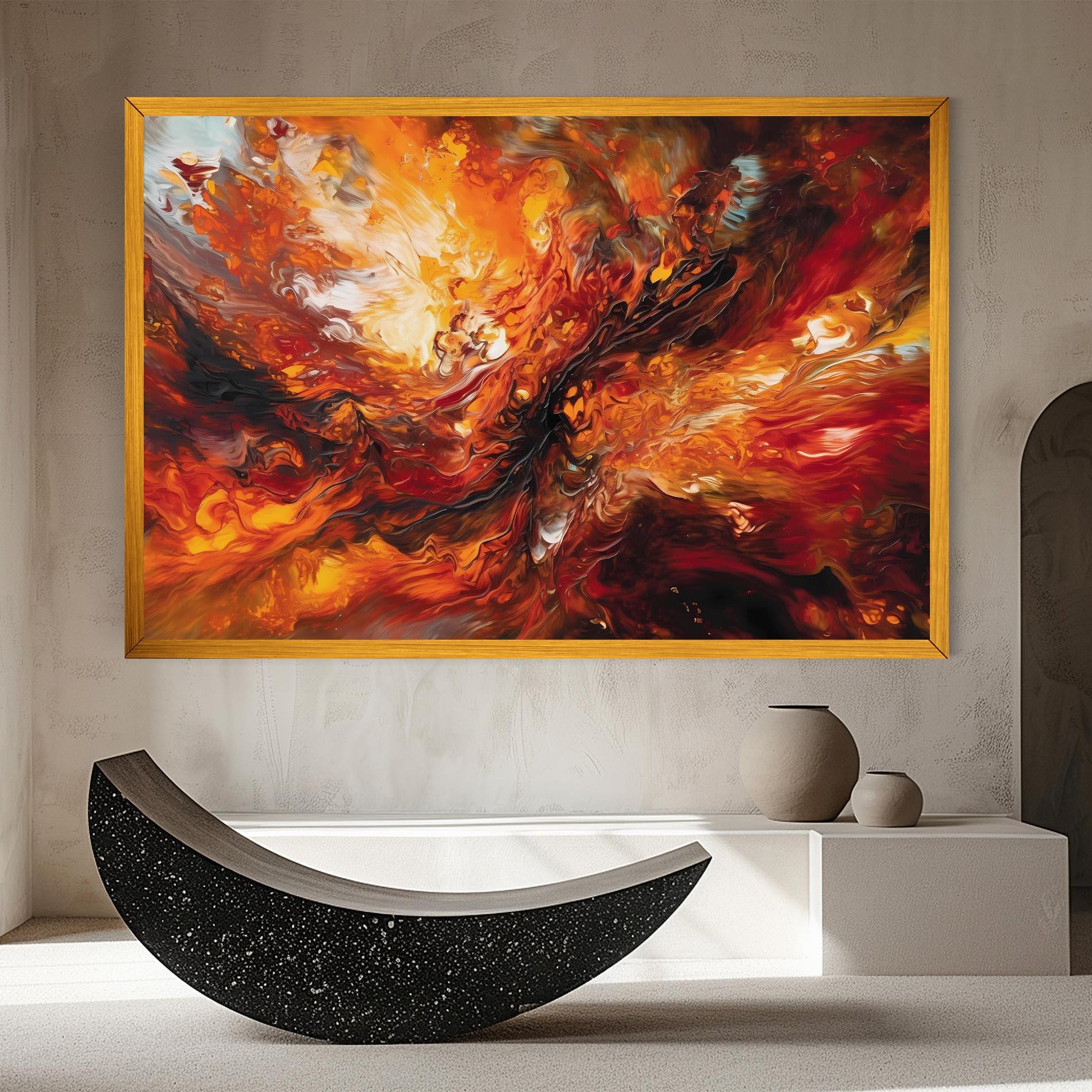 Leinwandbild Fiery Red Orange Art mockup 8