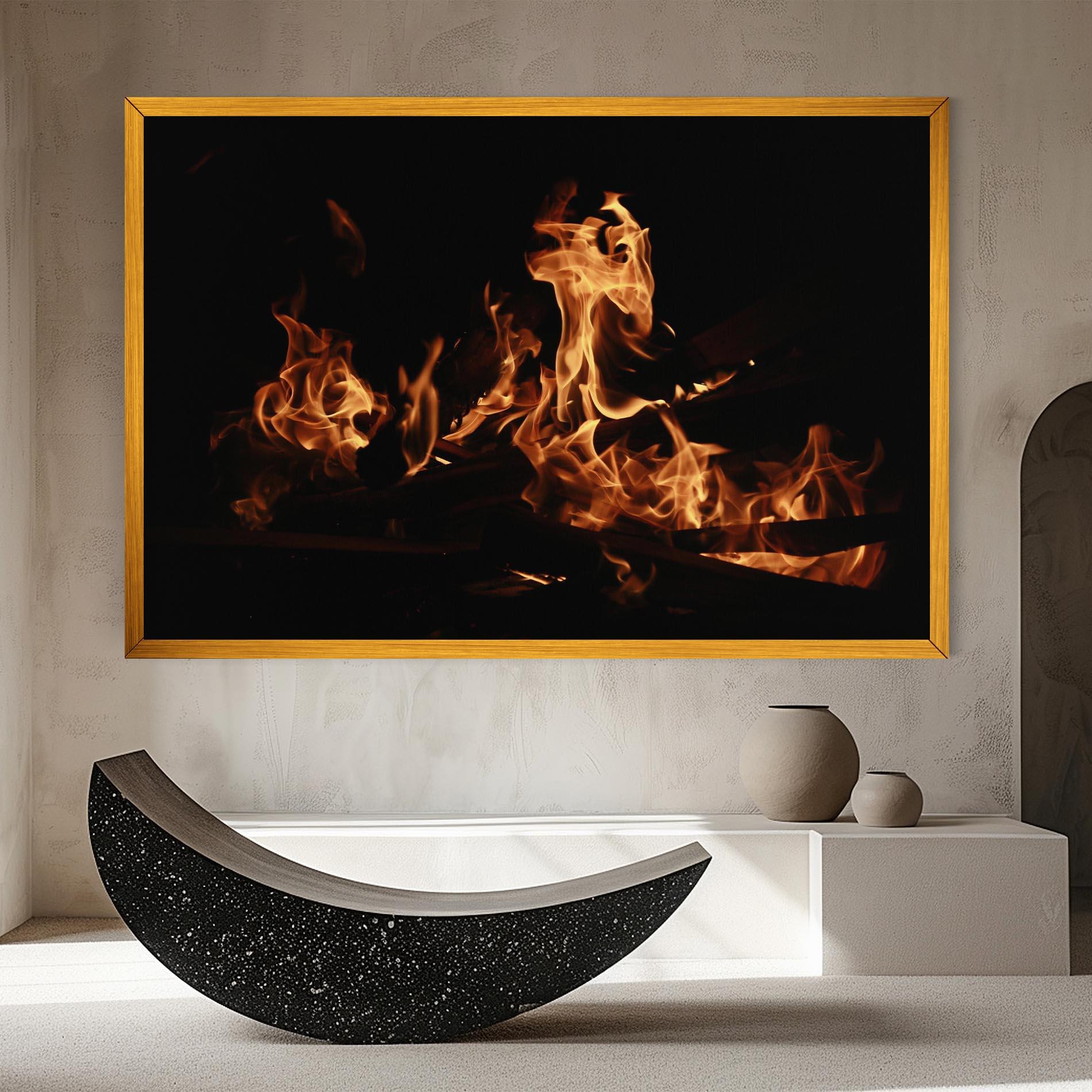 Leinwandbild Fire On Black mockup 8