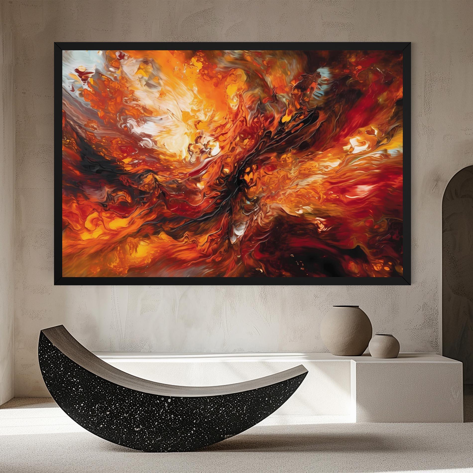 Leinwandbild Fiery Red Orange Art mockup 8