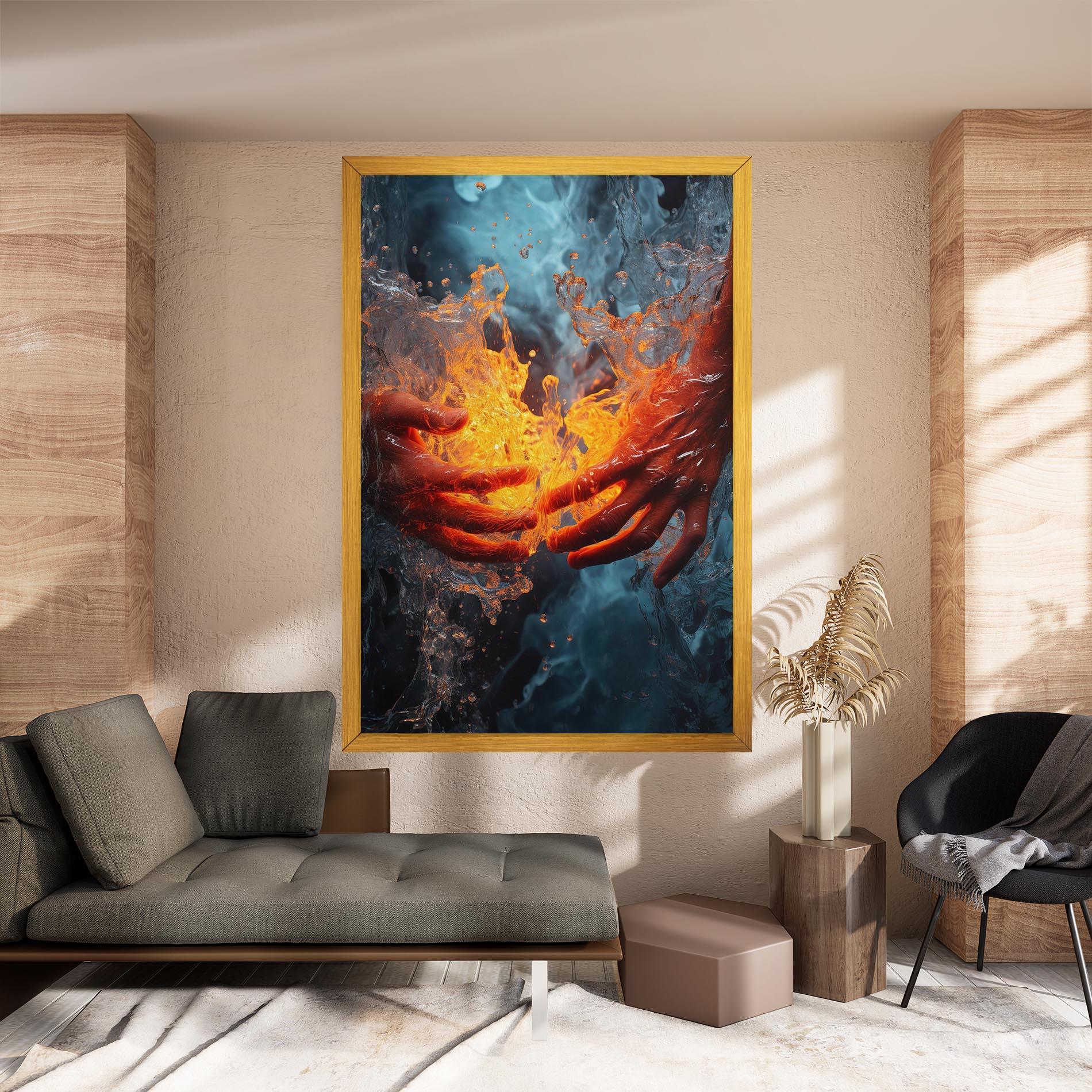 Leinwandbild Fire Water mockup 8