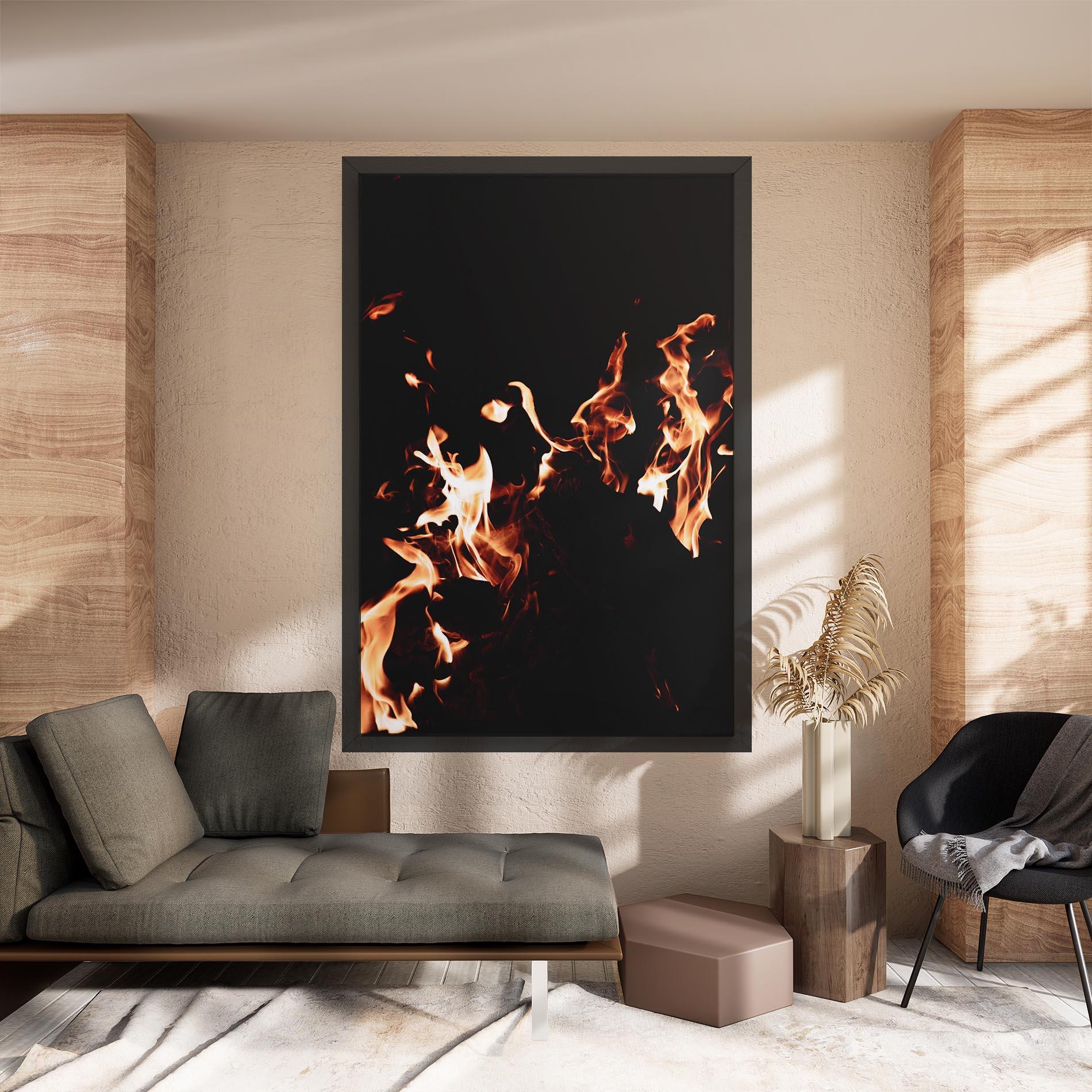 Leinwandbild Red Grey Fire mockup 8