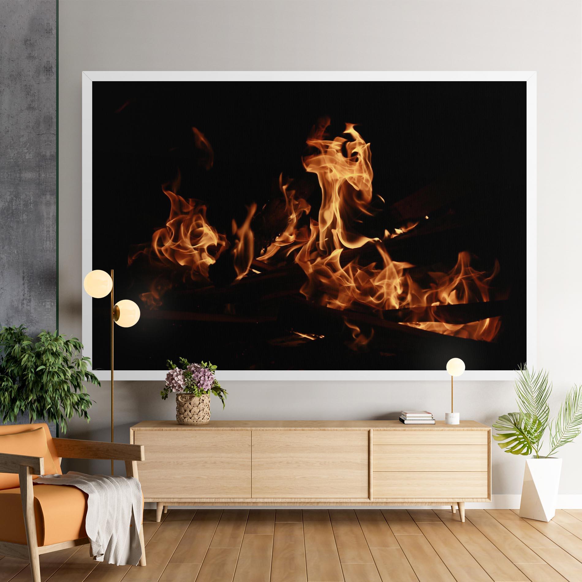 Leinwandbild Fire On Black mockup 9