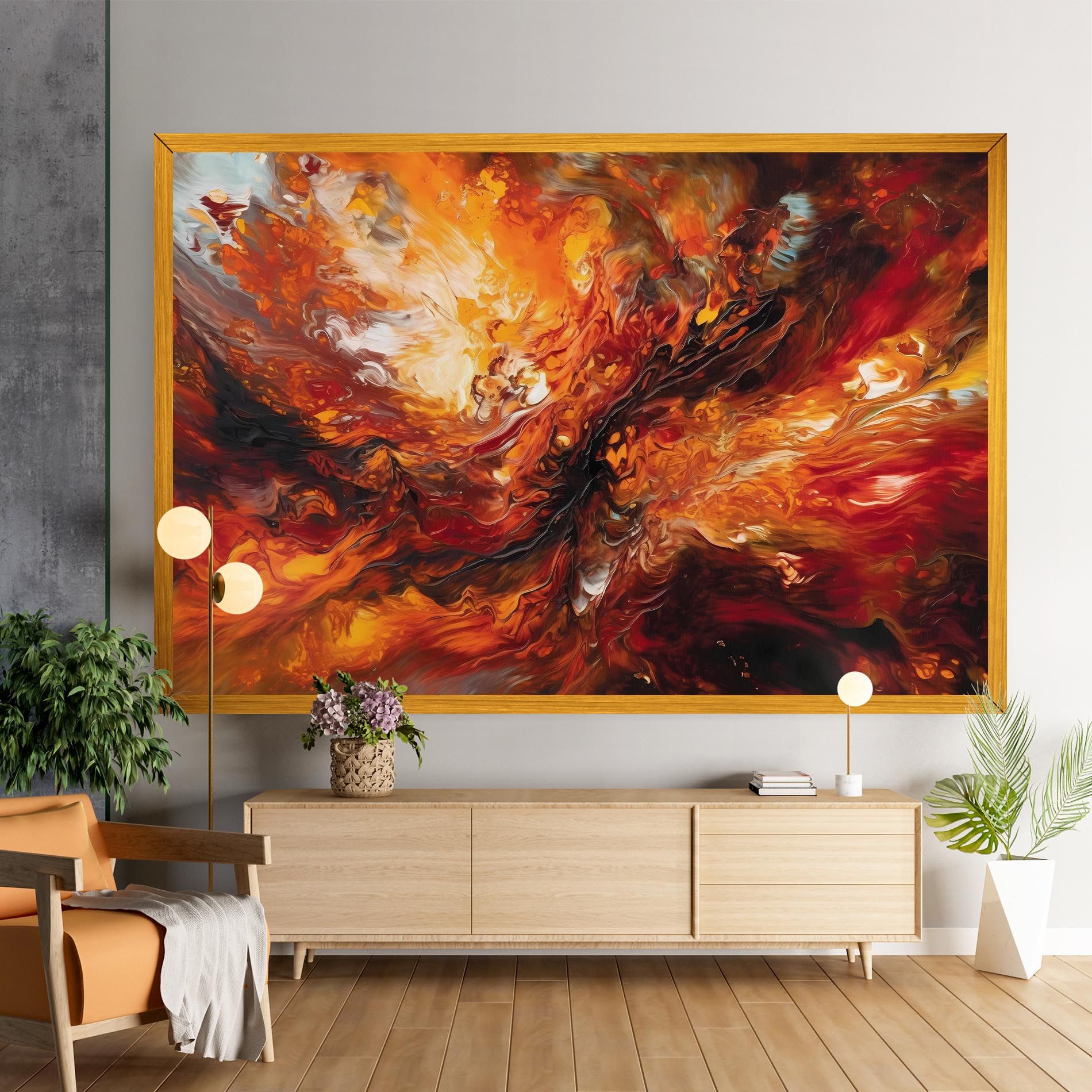 Fiery Red Orange Art mockup 9