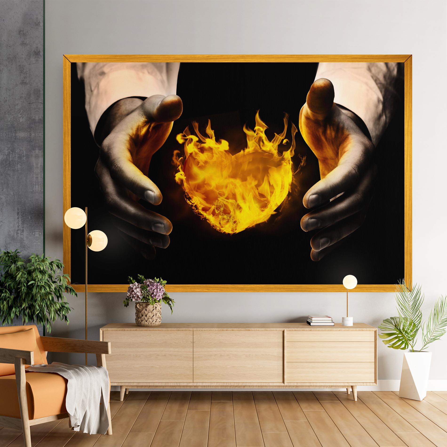 Leinwandbild Fire Heart mockup 9