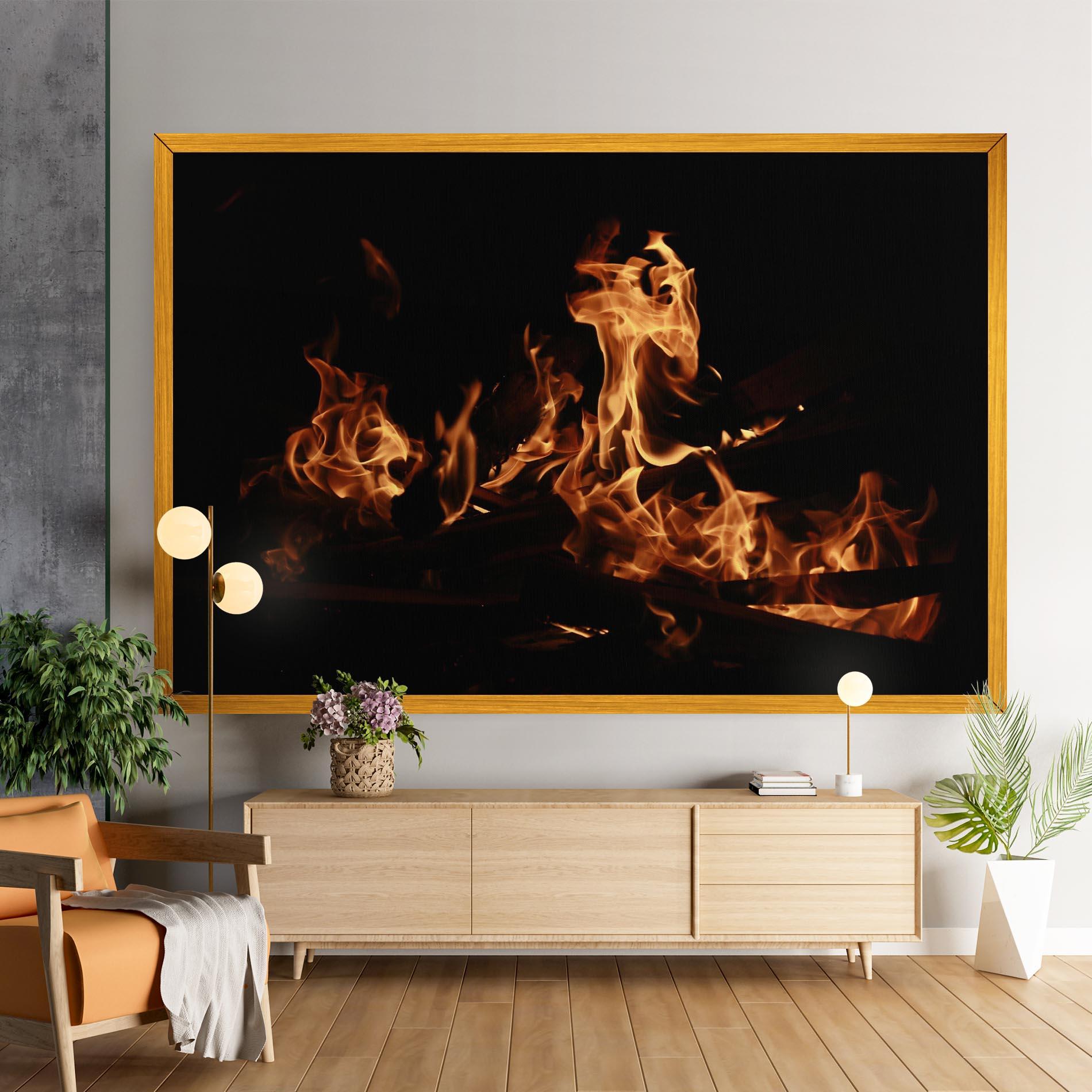 Leinwandbild Fire On Black mockup 9