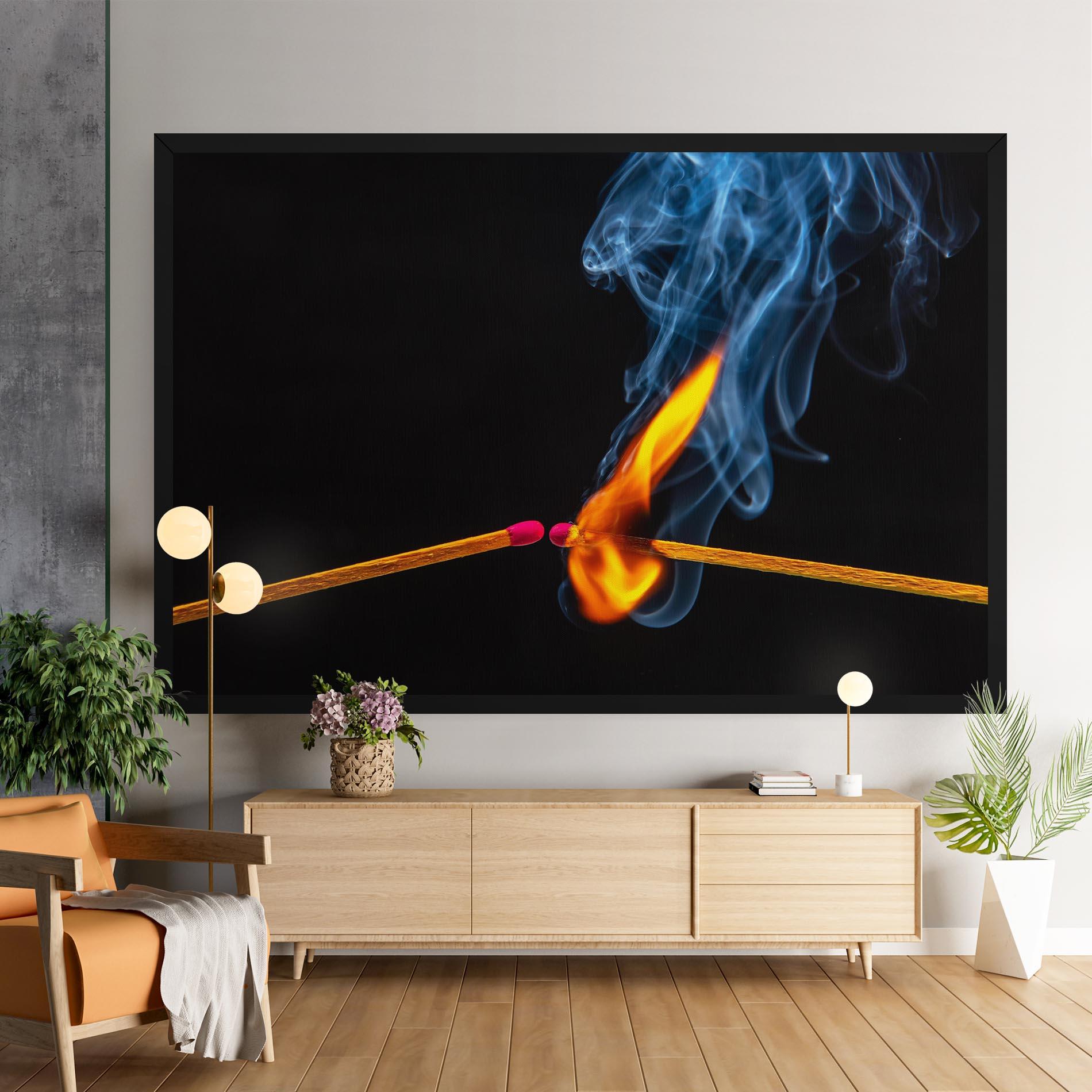 Leinwandbild Burning Smoking Match mockup 9