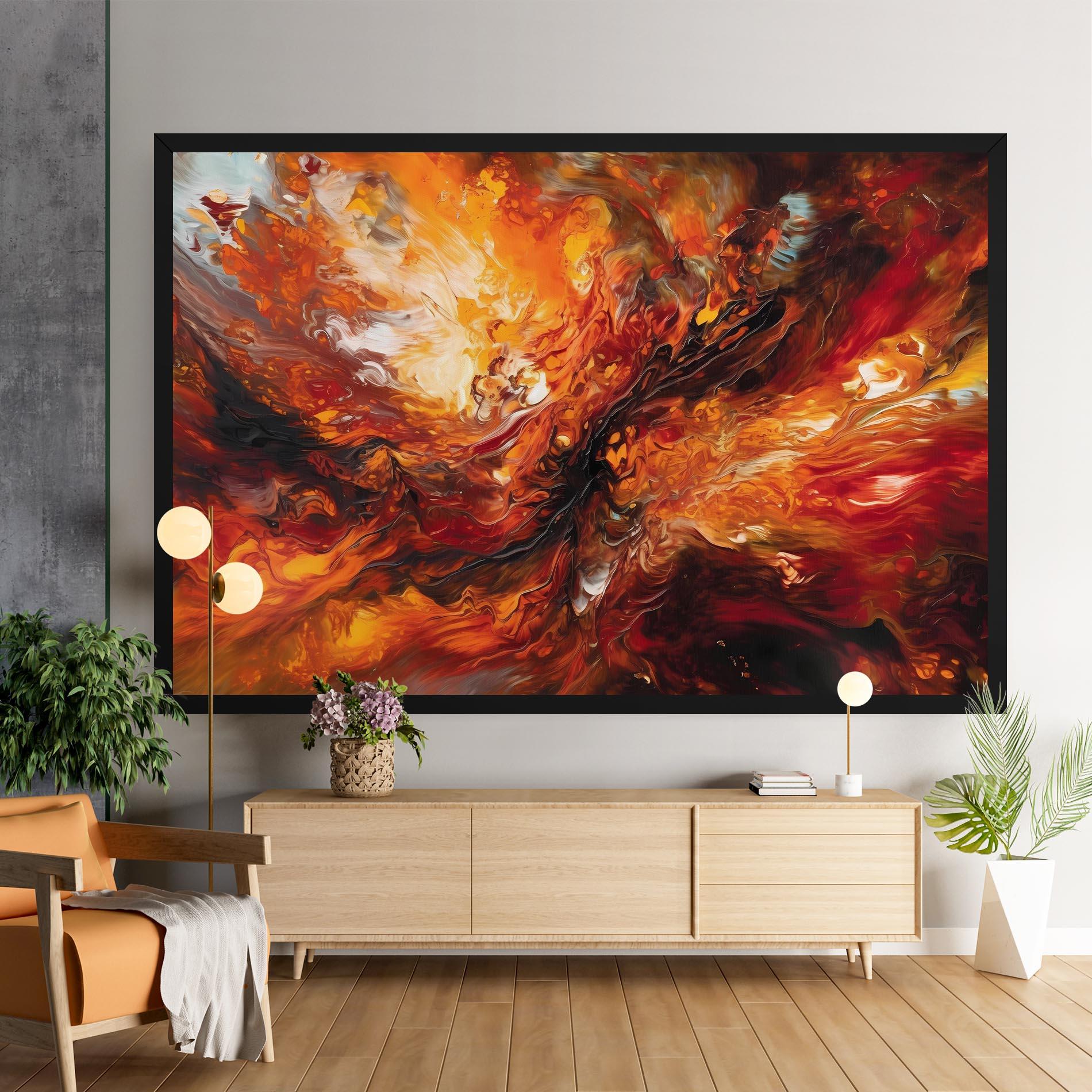 Leinwandbild Fiery Red Orange Art mockup 9
