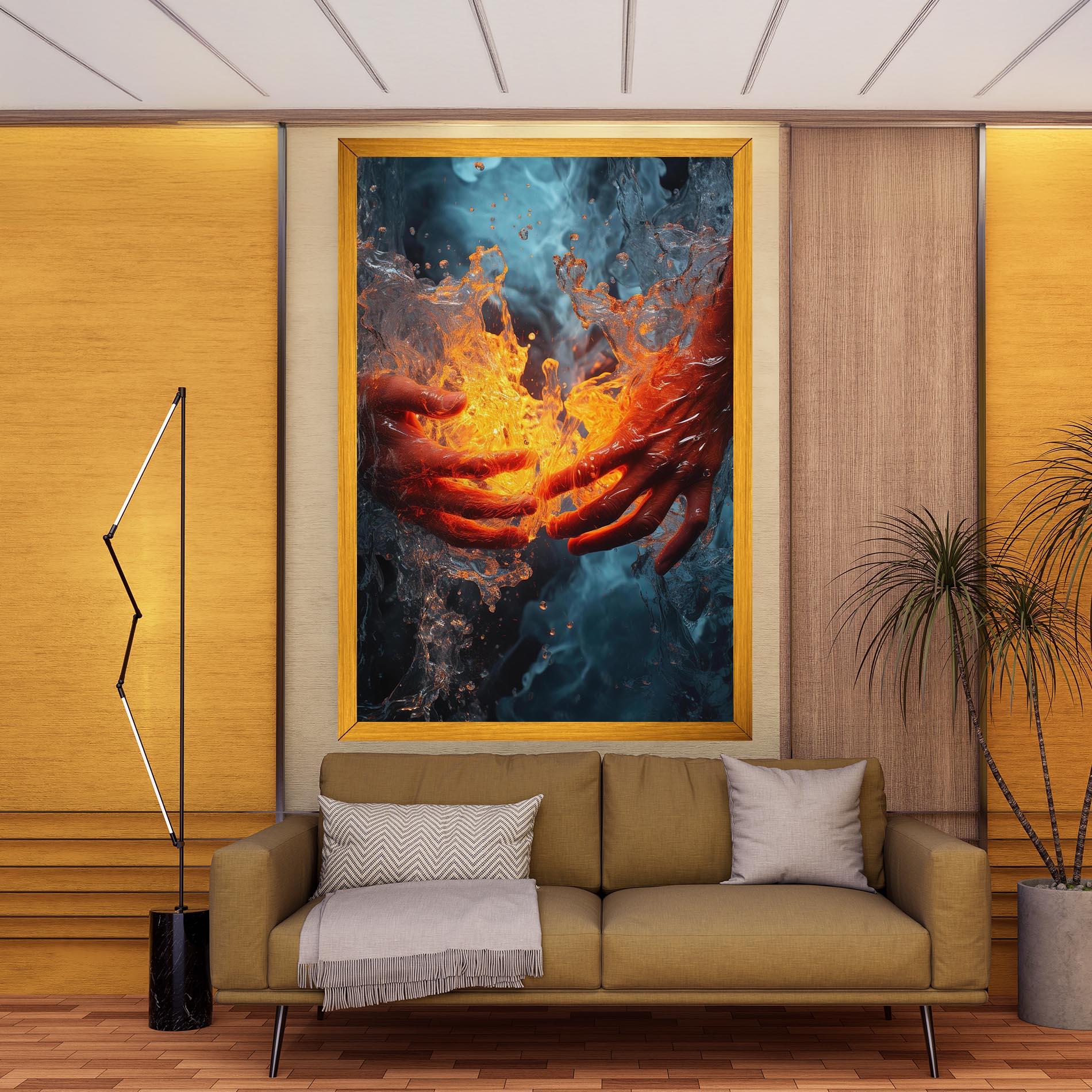 Leinwandbild Fire Water mockup 9