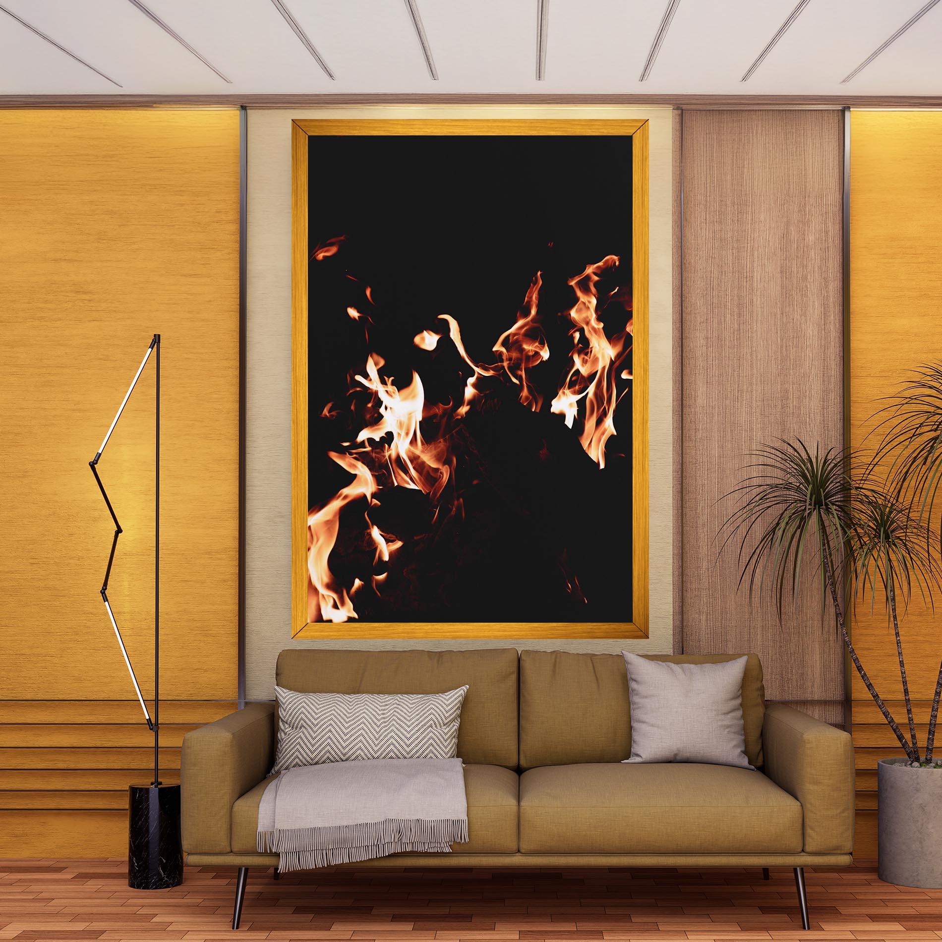 Leinwandbild Red Grey Fire mockup 9