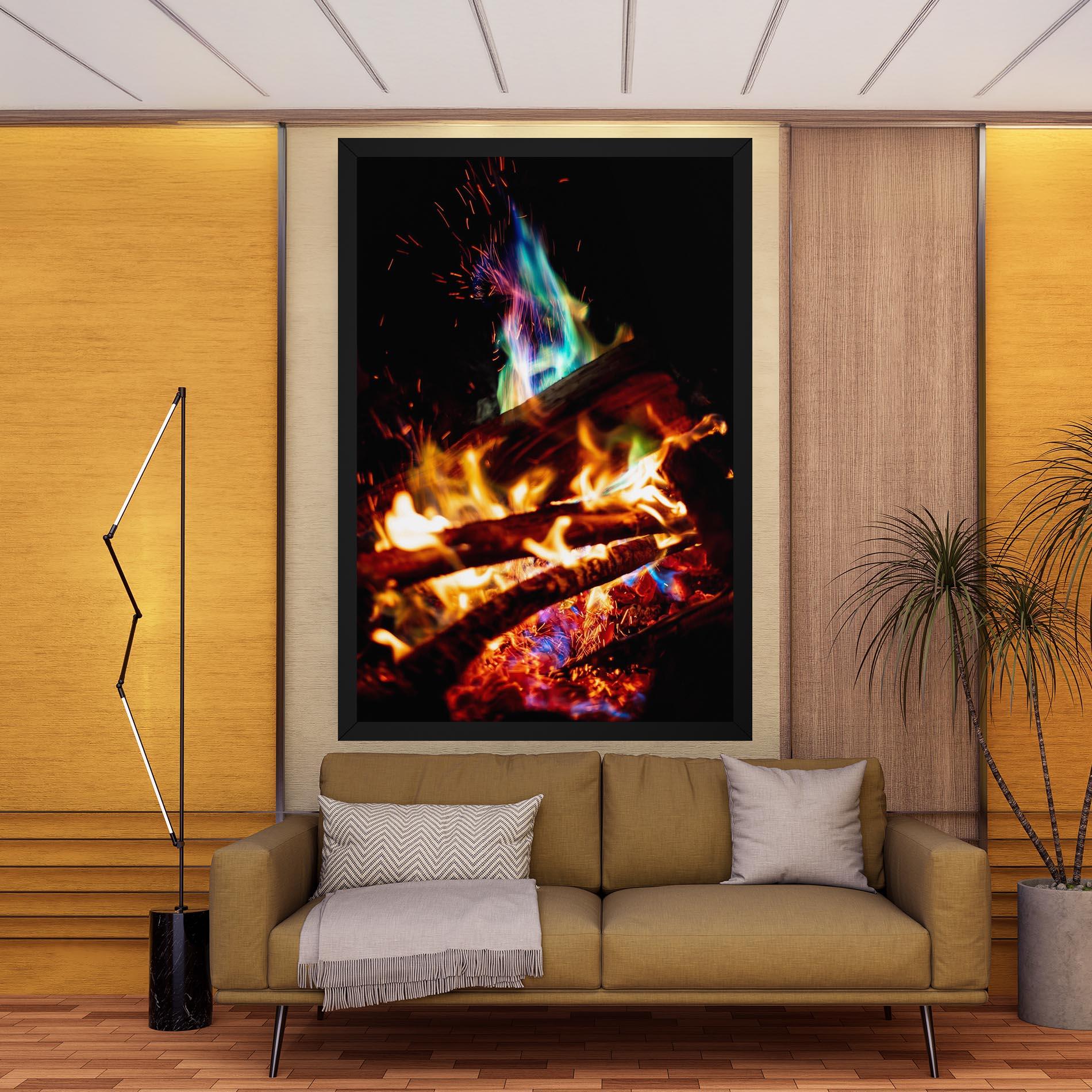 Leinwandbild Blue Green Fire mockup 9