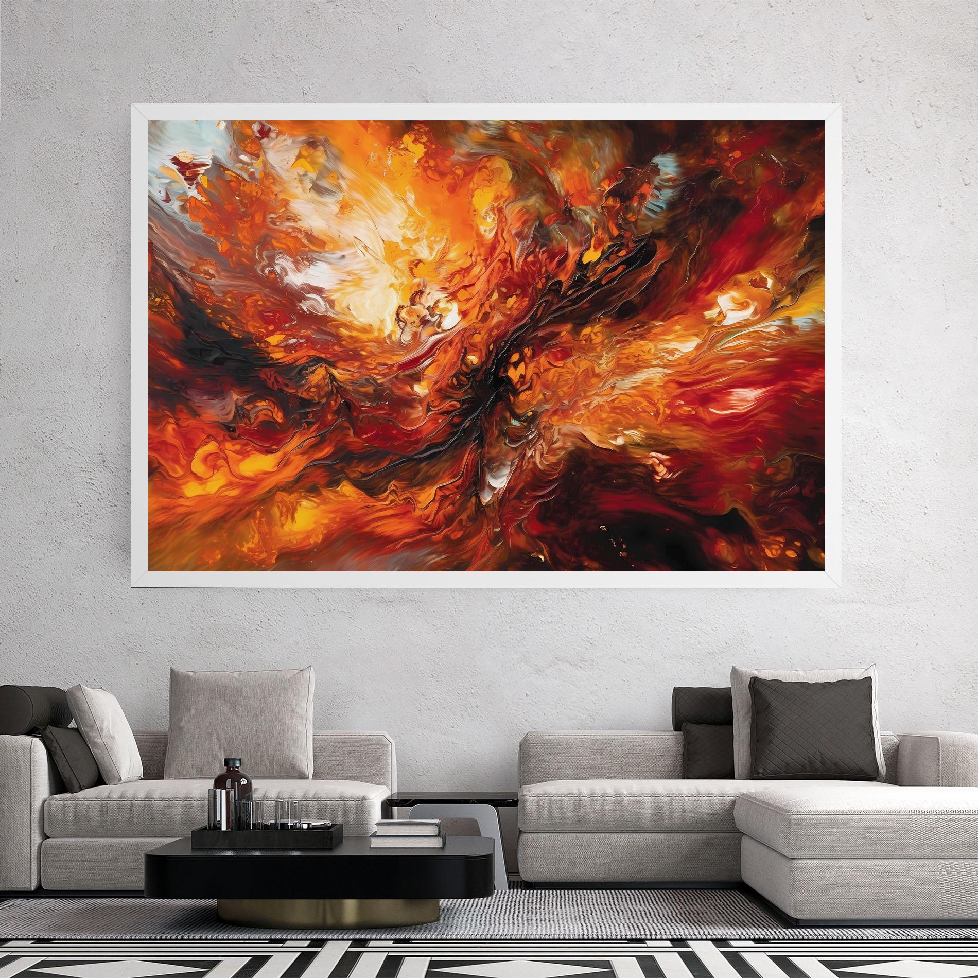 Leinwandbild Fiery Red Orange Art mockup 2