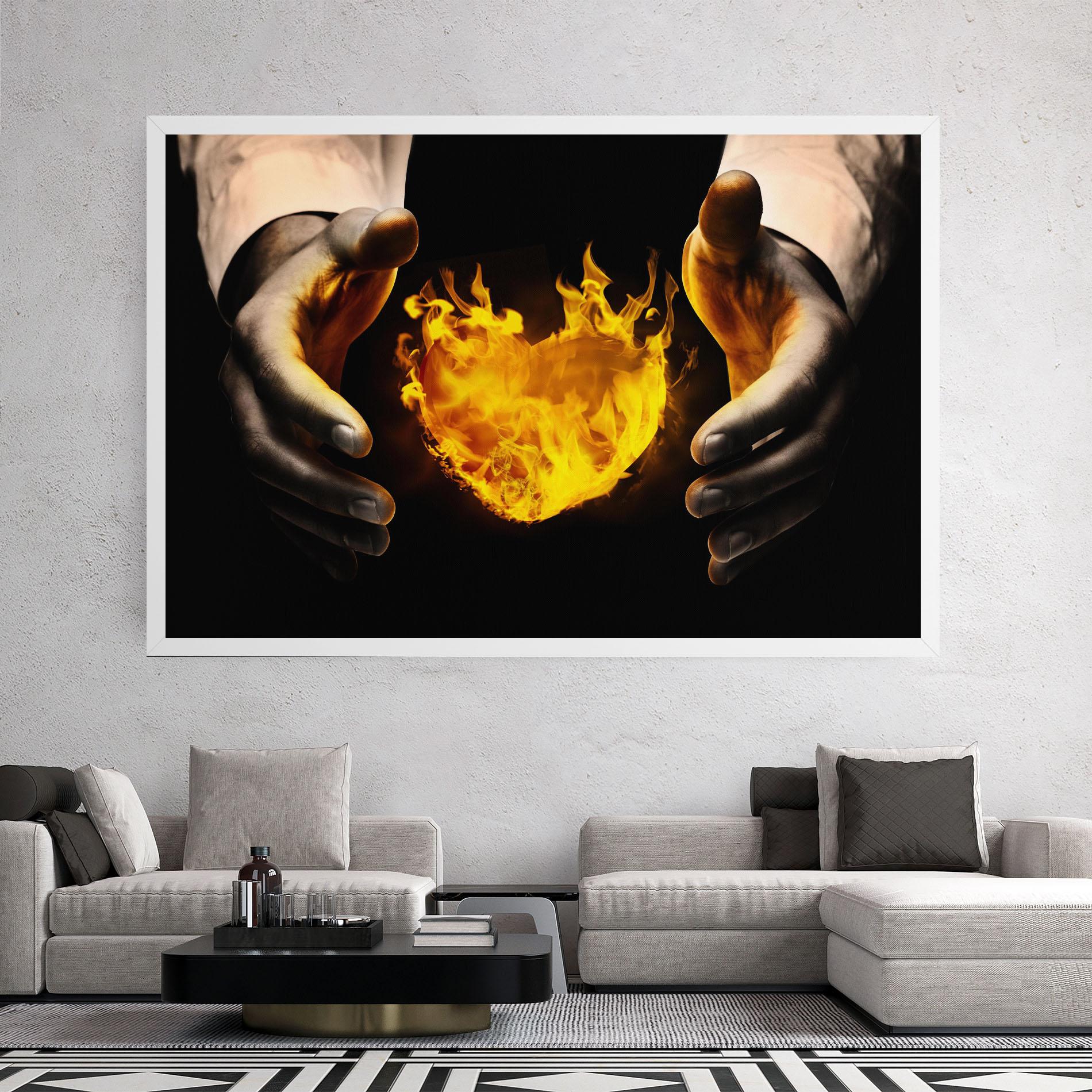 Leinwandbild Fire Heart mockup 2