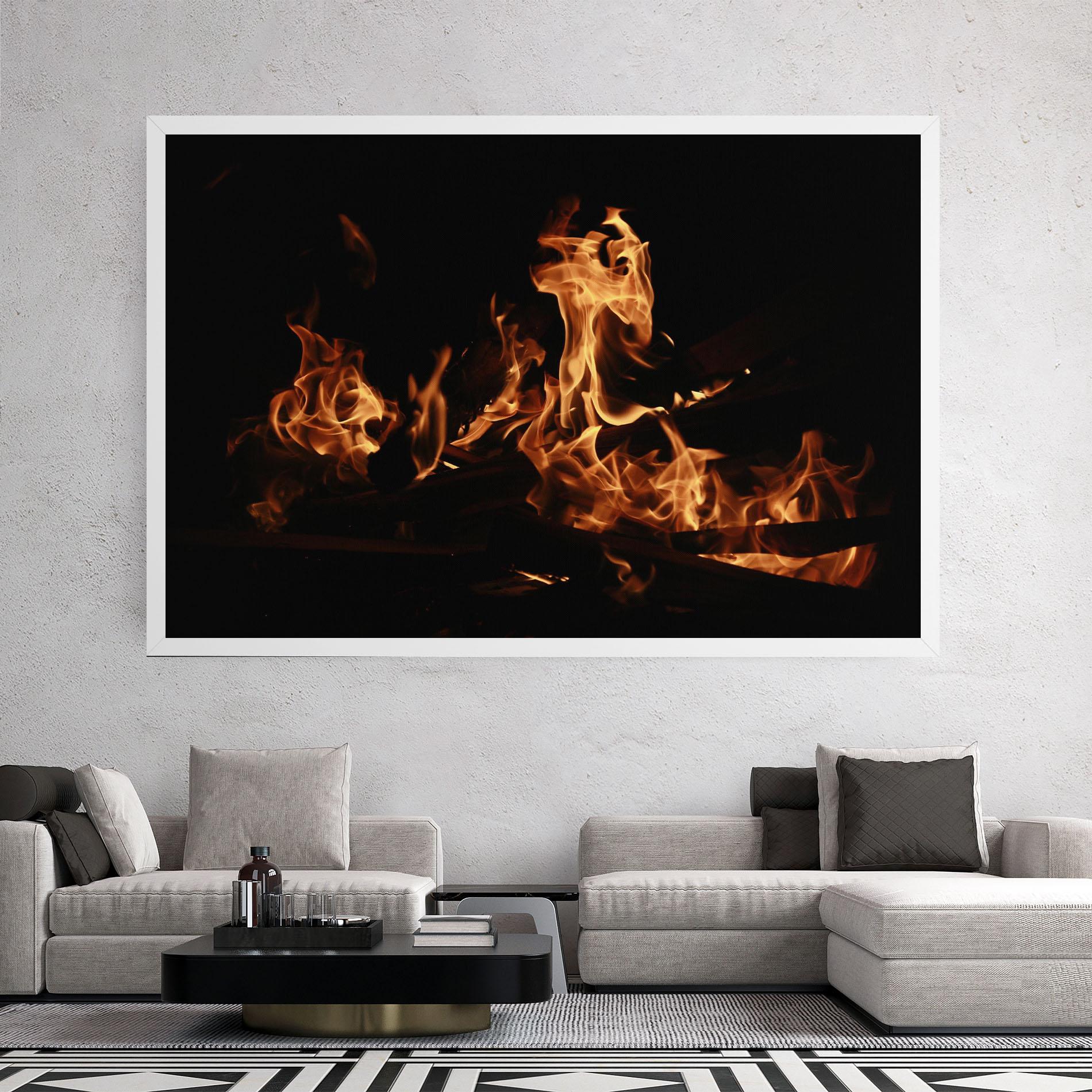 Leinwandbild Fire On Black mockup 2