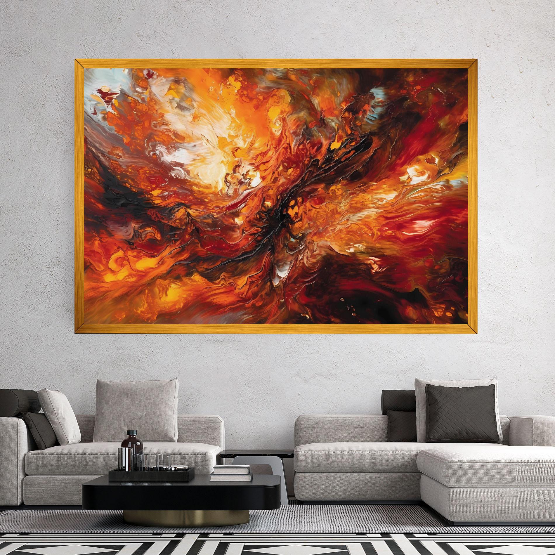 Leinwandbild Fiery Red Orange Art mockup 2