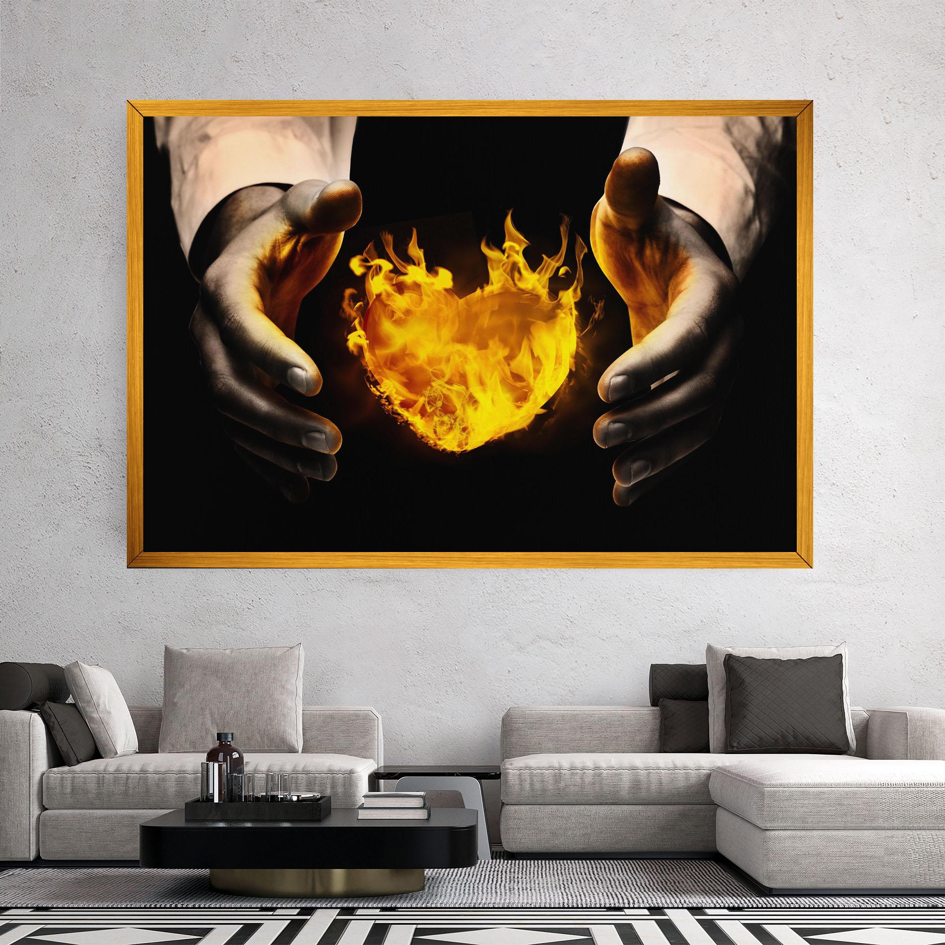 Leinwandbild Fire Heart mockup 2