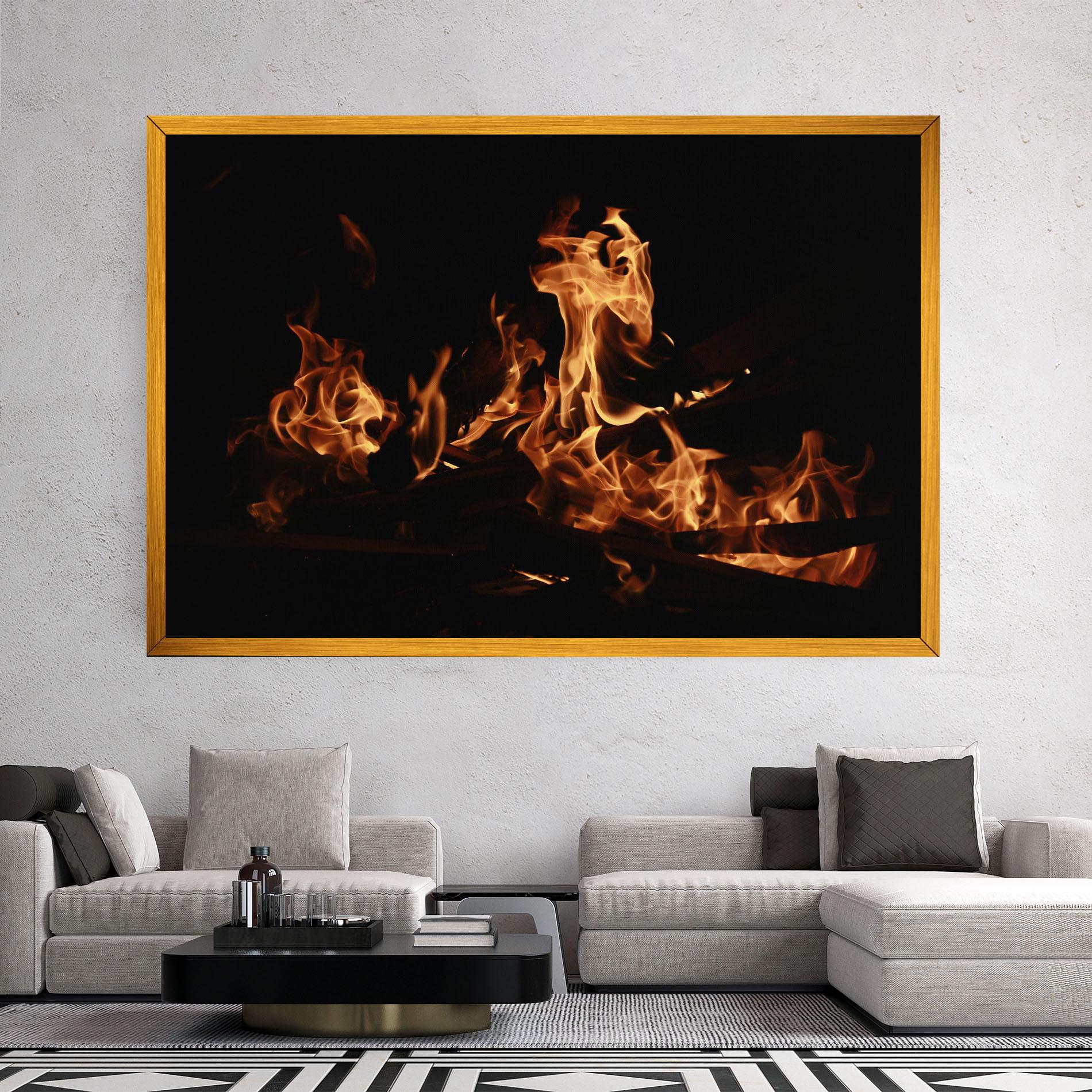 Leinwandbild Fire On Black mockup 2