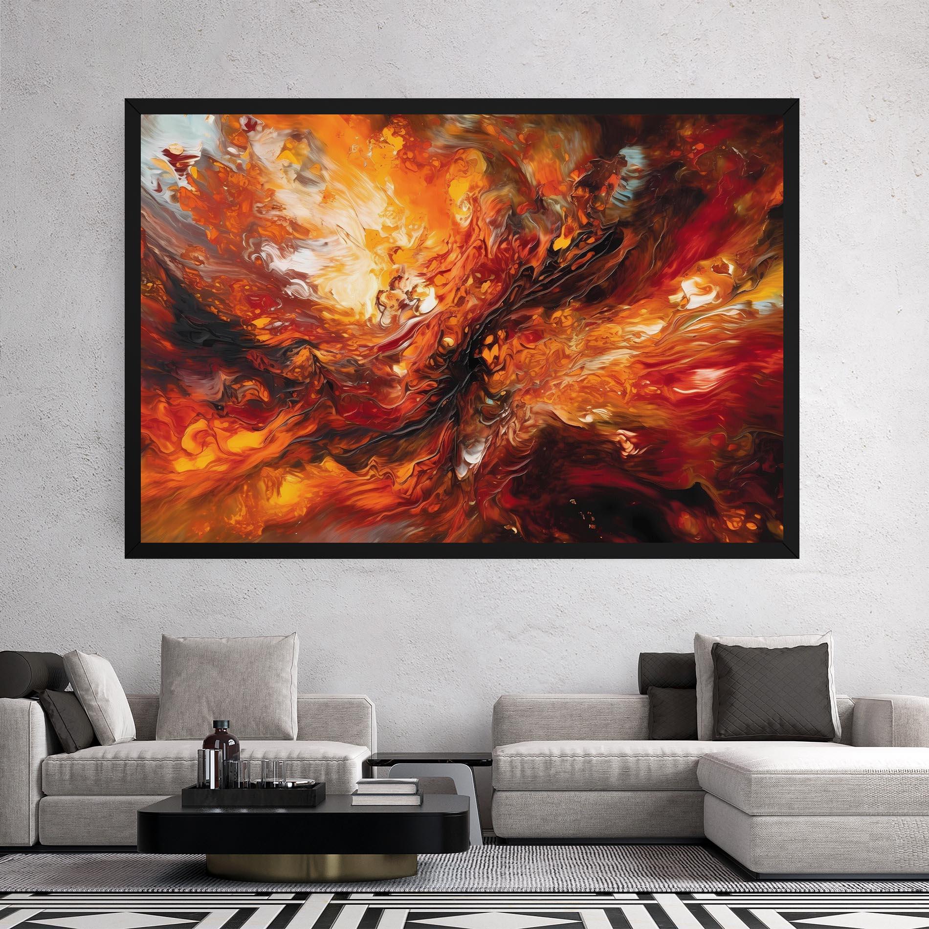 Leinwandbild Fiery Red Orange Art mockup 2