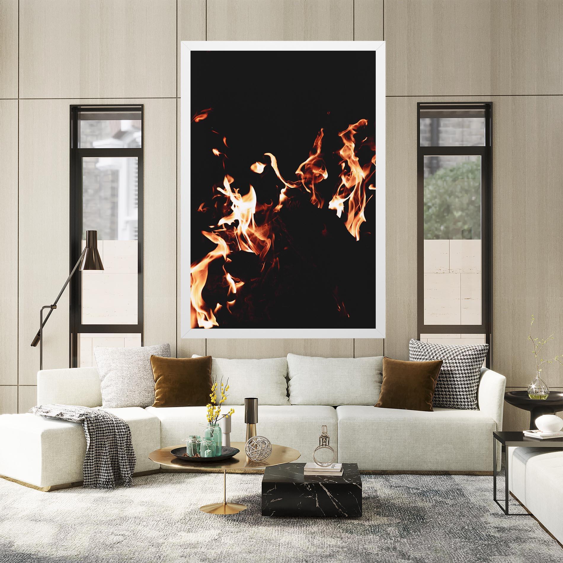 Leinwandbild Red Grey Fire mockup 2