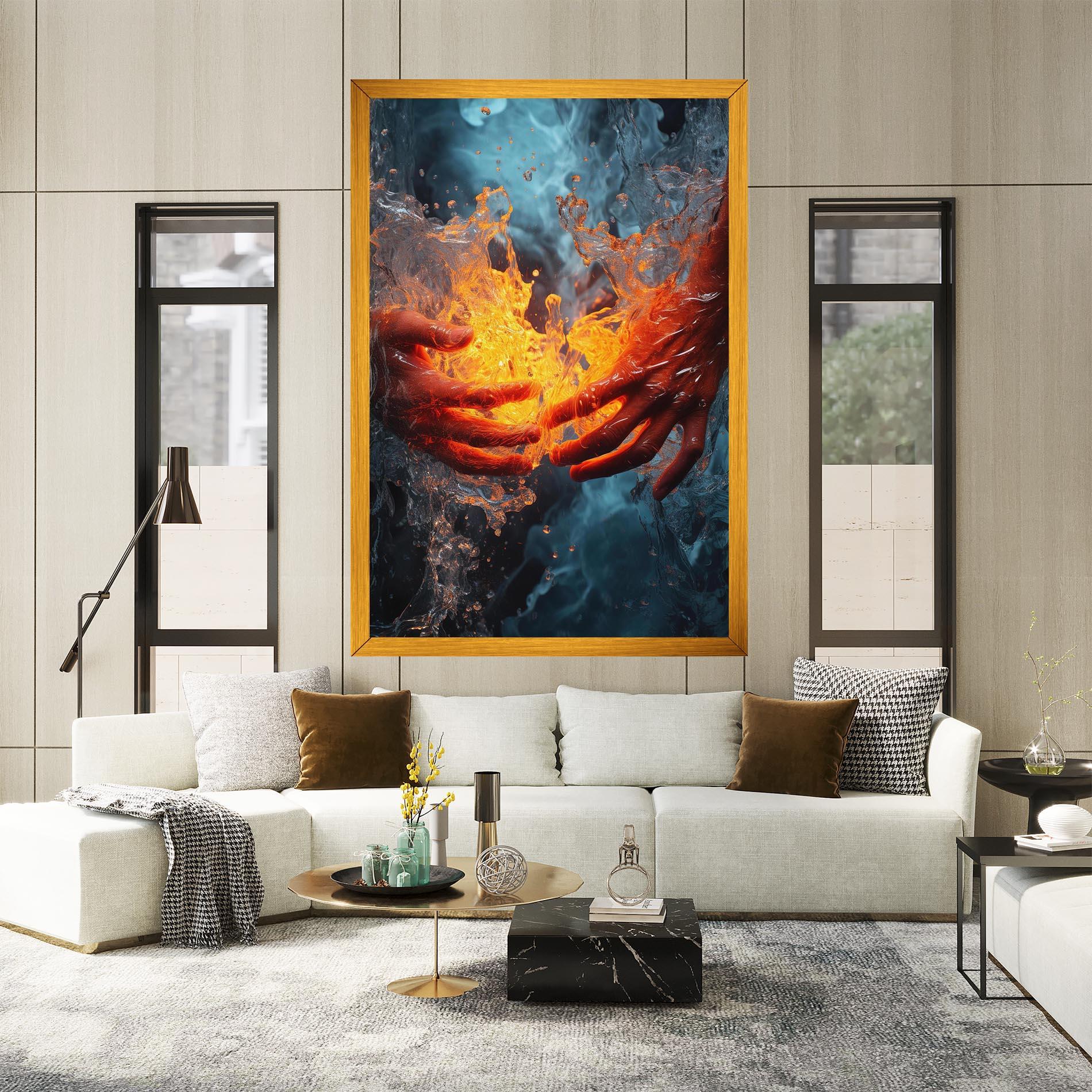 Leinwandbild Fire Water mockup 2