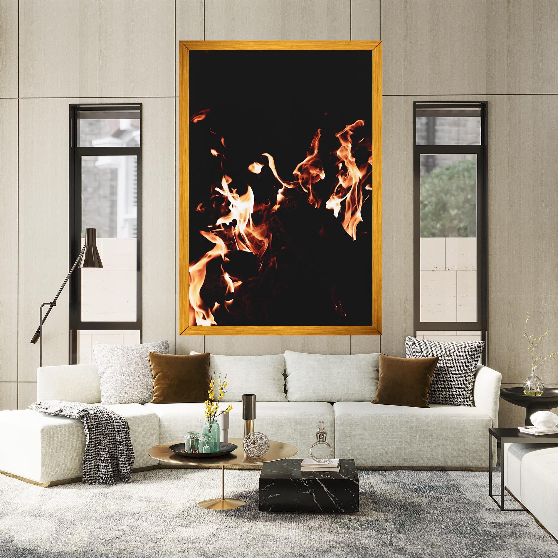 Leinwandbild Red Grey Fire mockup 2